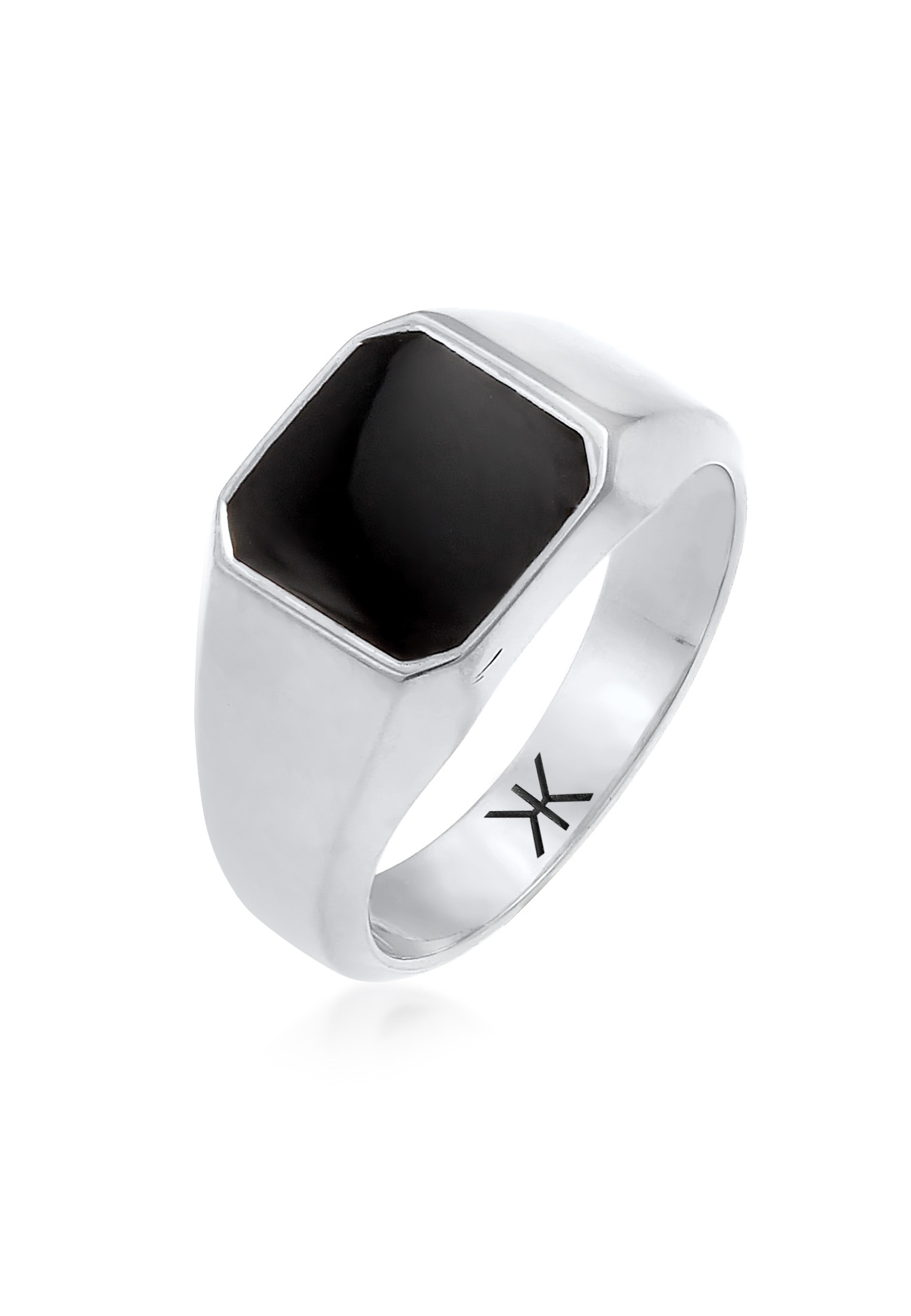 Kuzzoi Siegelring »Herren Siegelring Emaille Schwarz Basic 925 Silber«