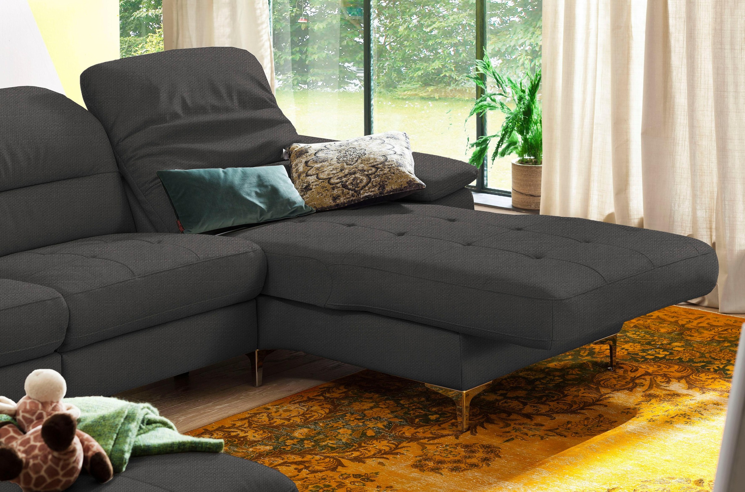 Places of Style Ecksofa »Basel L-Form«, mit vollmotorischer Relaxfunktion und motorischer Recamiere