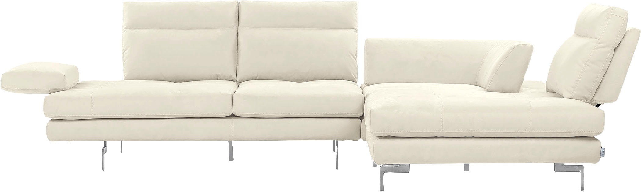 CALIA ITALIA Ecksofa »Toby Wing, L-Form, Designsofa mit sensationellem Sitzkomfort«, Sitztiefenverstell.,wahlw. mit Kissen-Set, Füße chrom glänzend