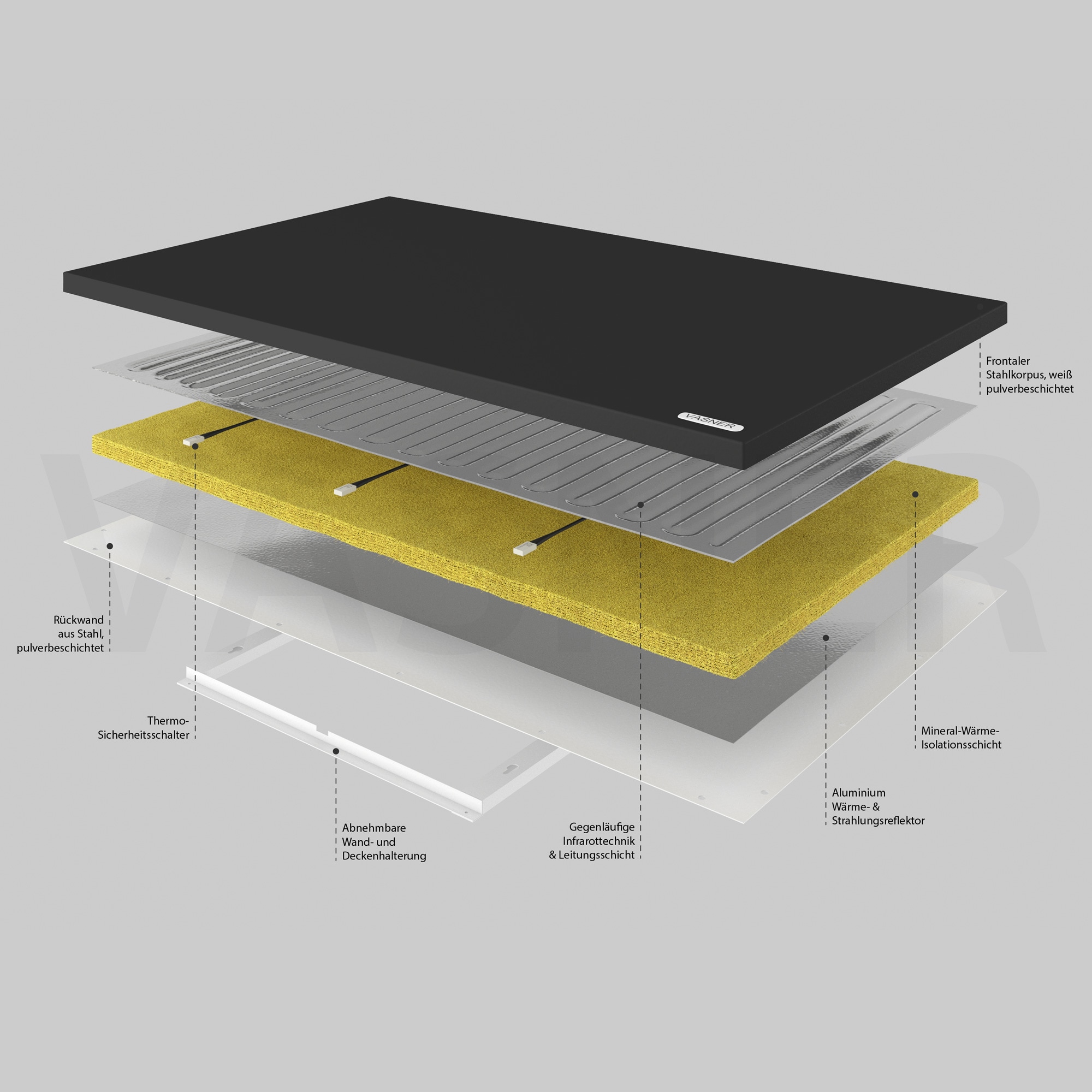 Vasner Infrarotheizung »Citara T 900 W« Metall Heizpaneel Tafelheizung schwarz