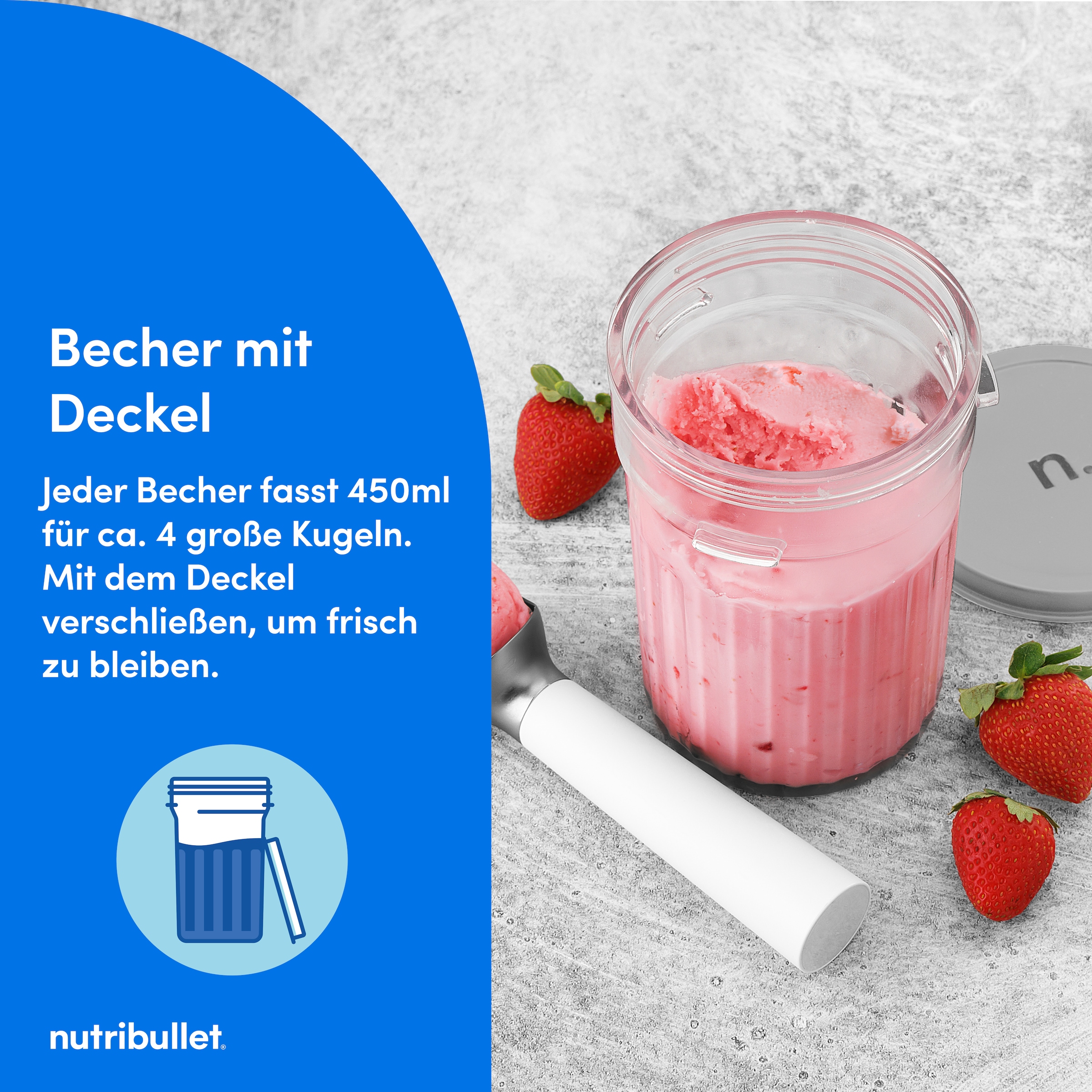 nutribullet Eismaschine »nutribullet Chill, 5 Programme, 3 Behälter (NBD0503W)« 500 W Eis, Gelato, Sorbet, Smoothie Bowl, Frozen Yoghurt