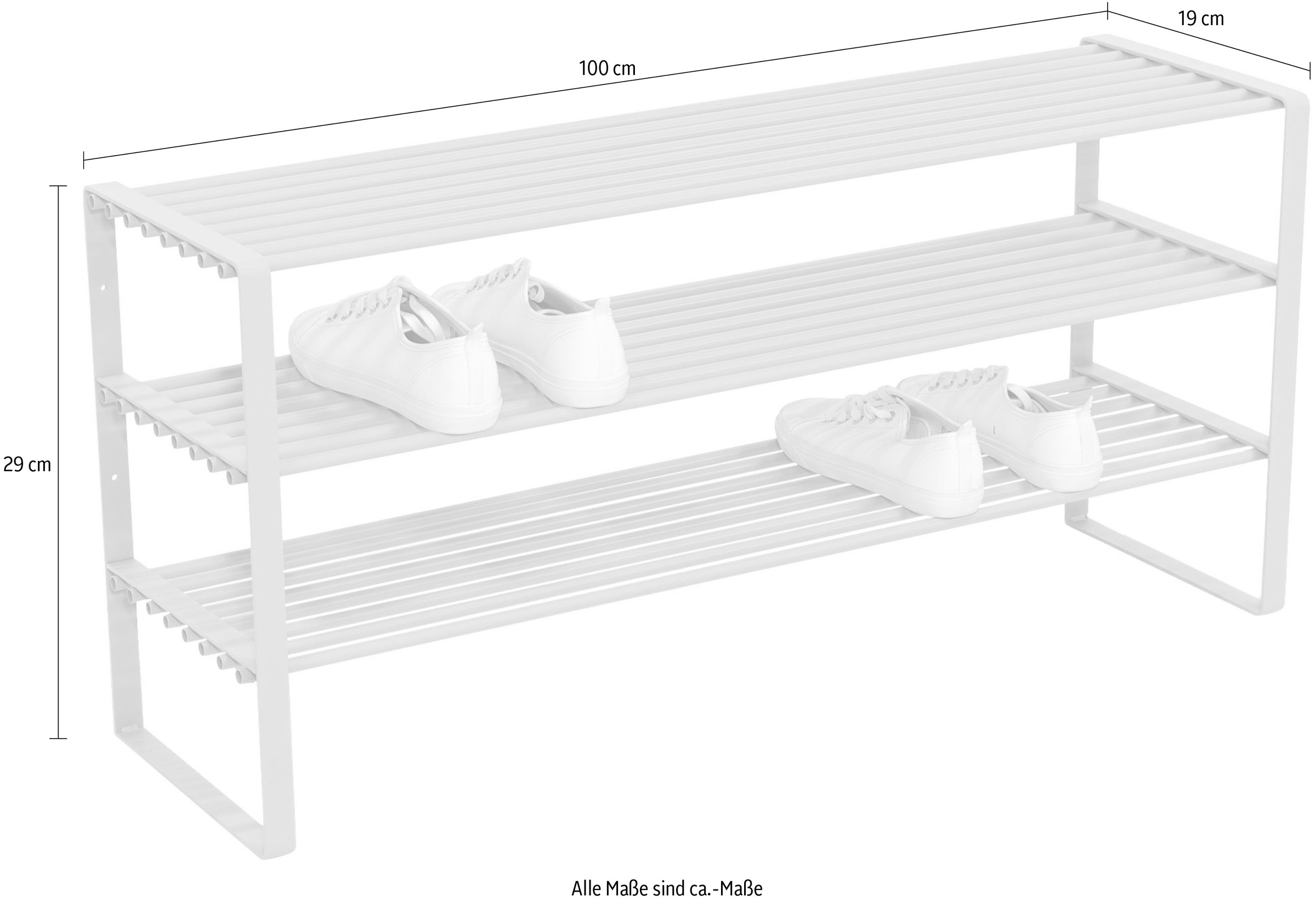 Spinder Design Schuhregal »REX SR 2 - 100 cm«, (1 St.), Regal aus Stahl, wahlweise Breite 70 cm oder 100 cm