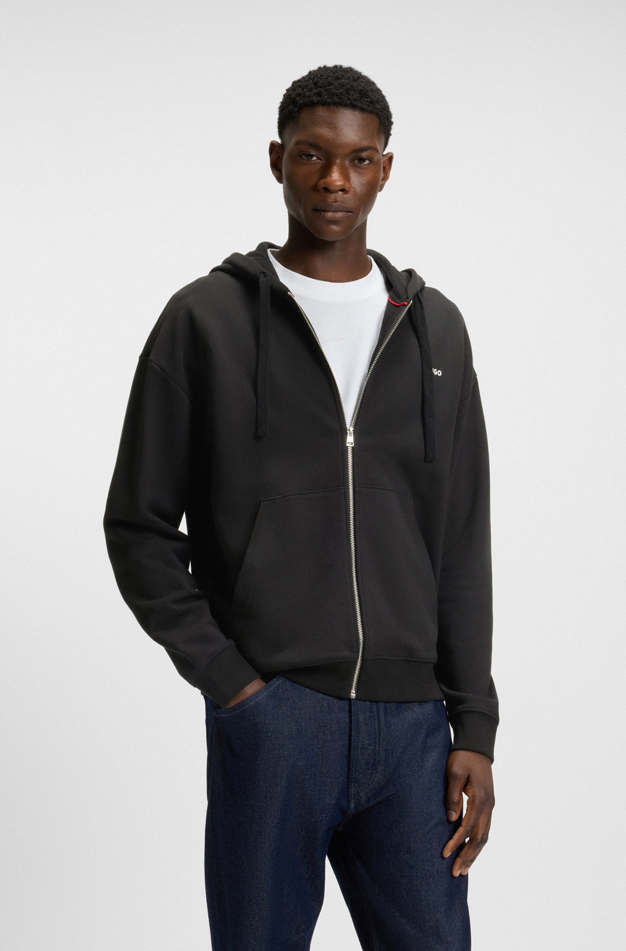HUGO Kapuzensweatjacke Relaxed Fit, Kapuze, Taschen