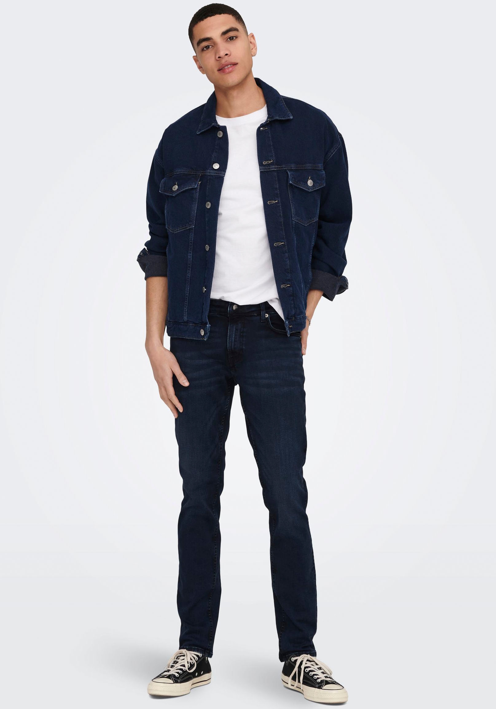 ONLY & SONS Slim-fit-Jeans »OS ONSLOOM SLIM BLUE GREY 40«, mit Destroyed Effekt