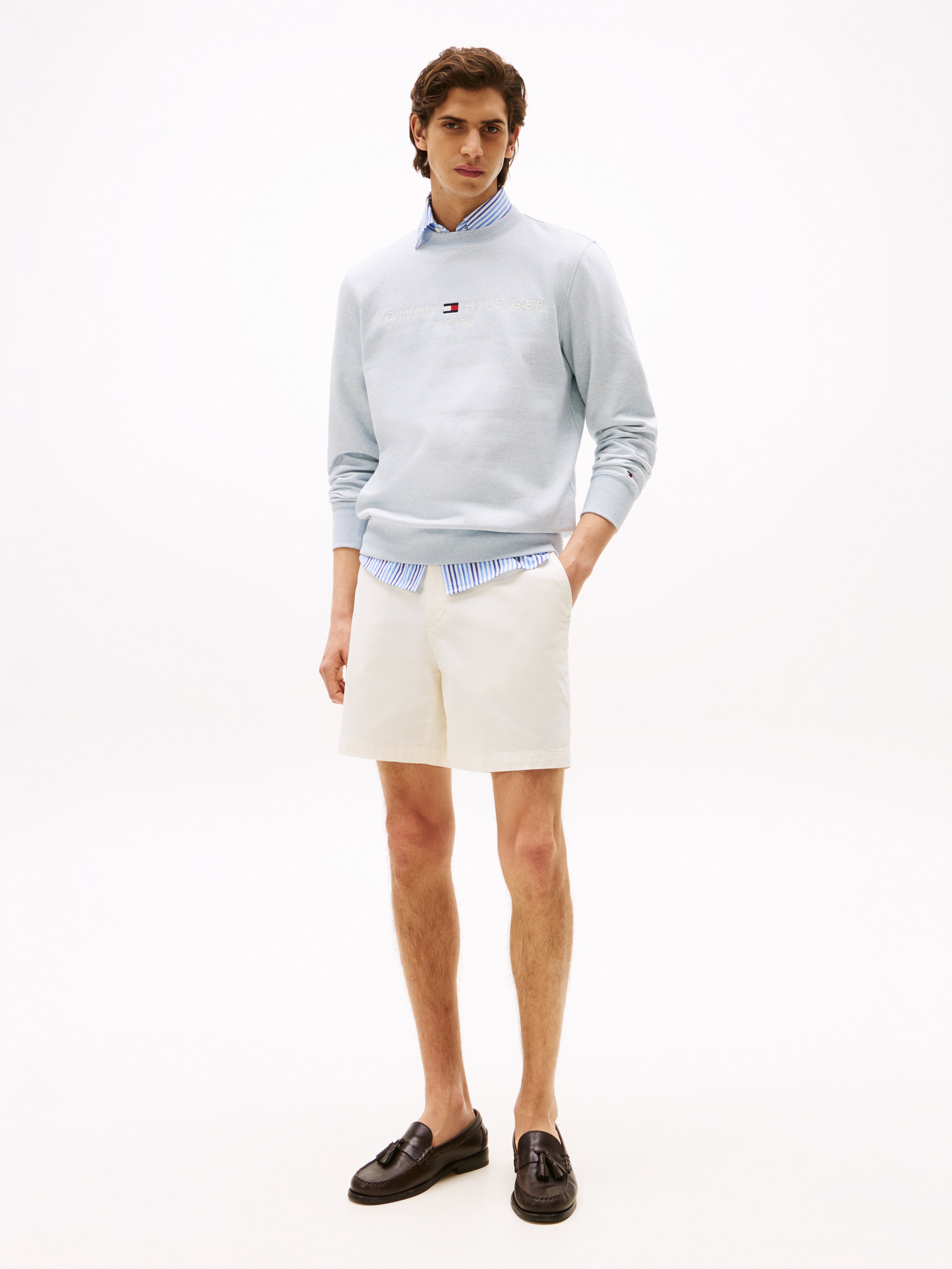 Tommy Hilfiger Sweatshirt »TOMMY LOGO«, unifarben, casual, regular fit, Baumwollmix, Rundhals
