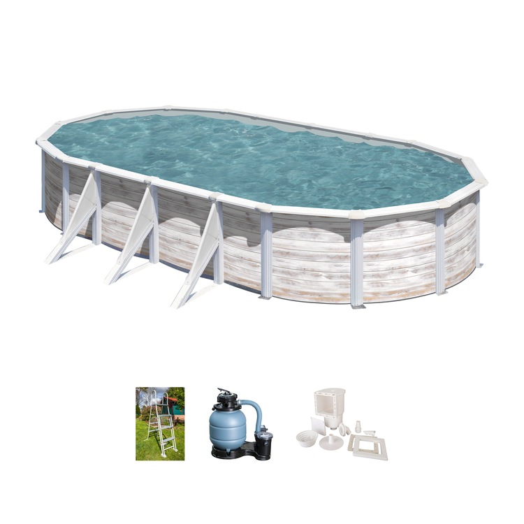Ovalpool »Finlandia«, (Set), 4-tlg., Stahlwandpool, BxLxH: 575x744x122 cm