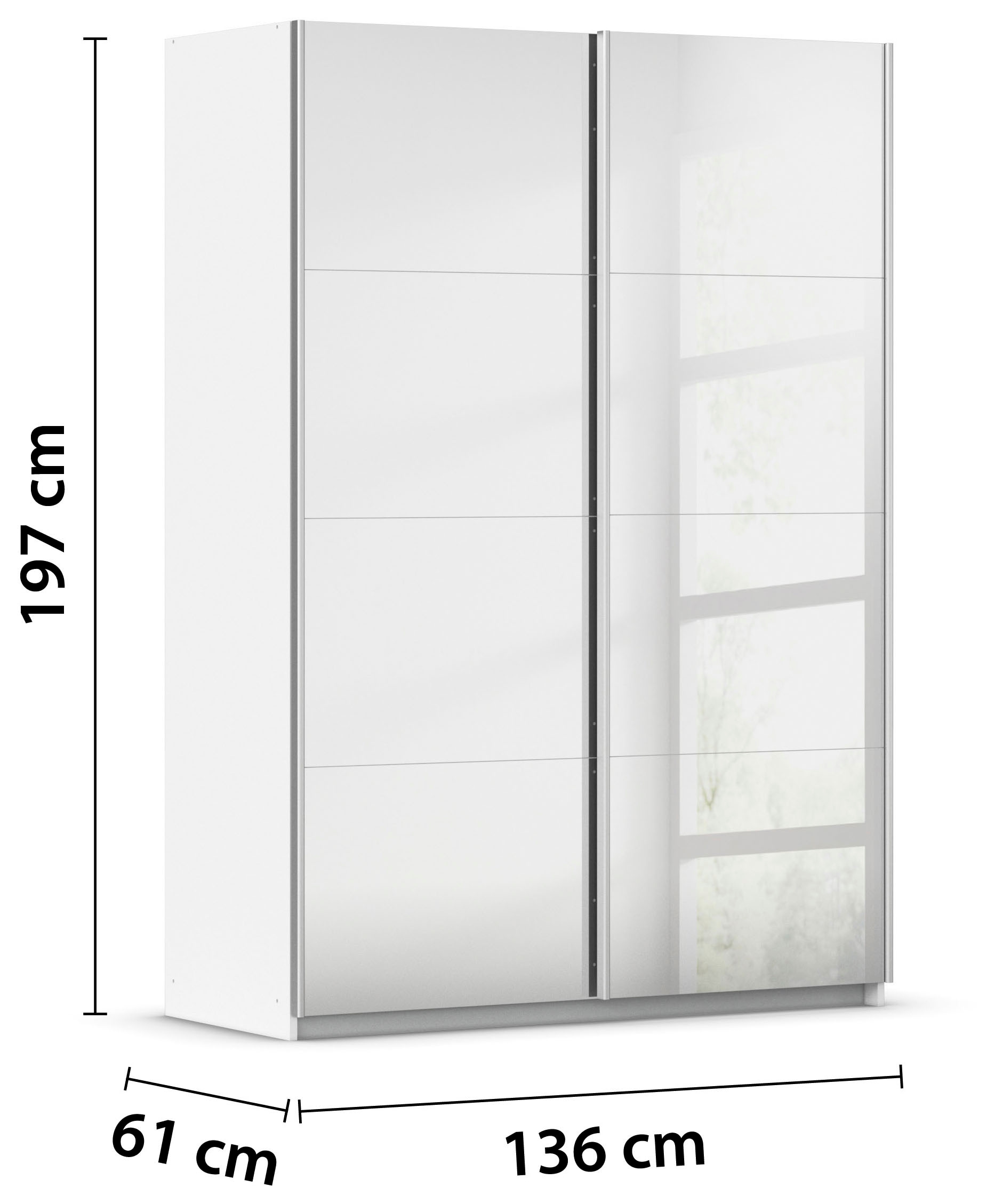 rauch Schwebetürenschrank »Kleiderschrank Schrank Kinderzimmer Topseller OTTOs CHOICE SUBITO« Garderobe Vollspiegel Breiten 136 & 181 Höhe 197 cm - MADE IN GERMANY