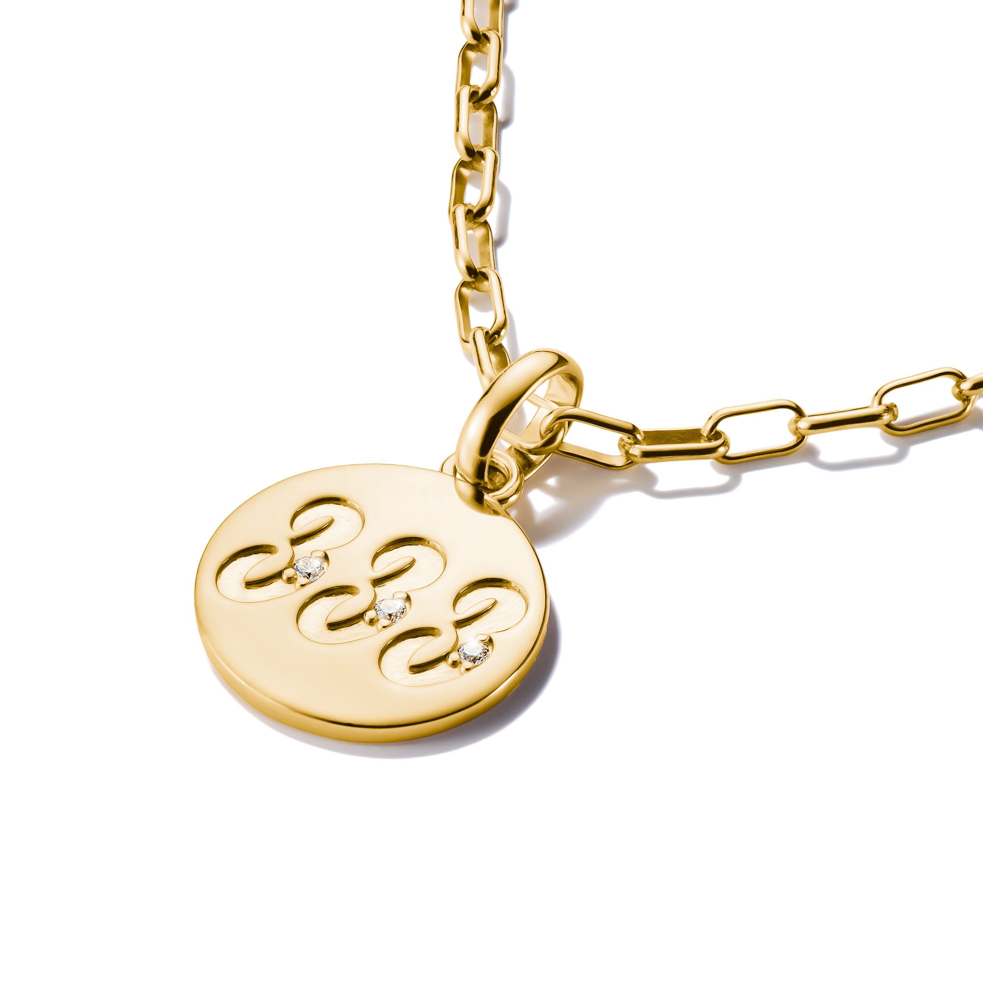 THOMAS SABO Charm-Einhänger »Charm Angel Number 333 vergoldet - Connect, CC1250-414-14«, mit Zirkonia (synth.)