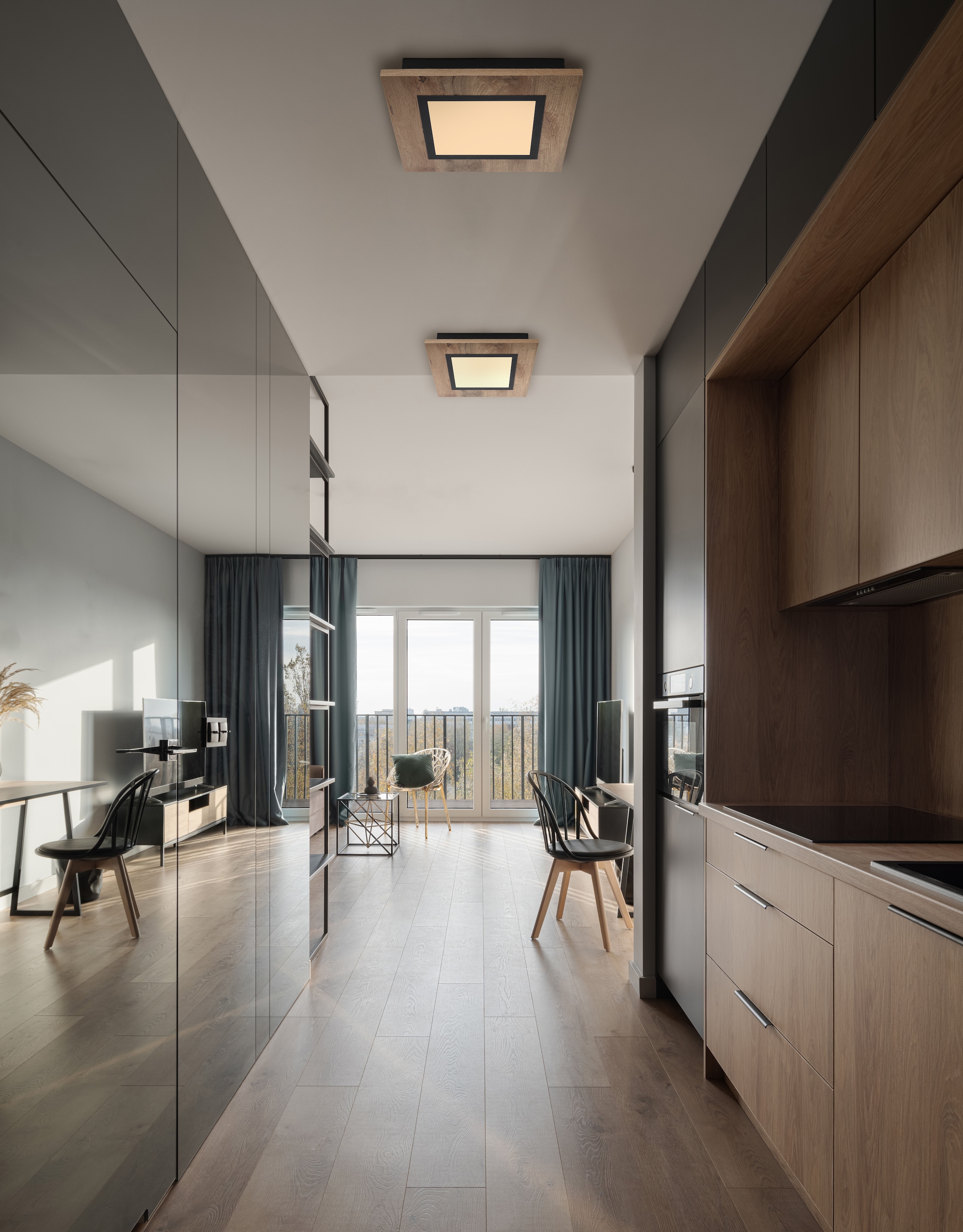 GLOBO LIGHTING LED Deckenleuchte »LEA« LED-Modul Warmweiß Deckenlampe/Wohnzimmer/Schlafzimmer/modern/Holz