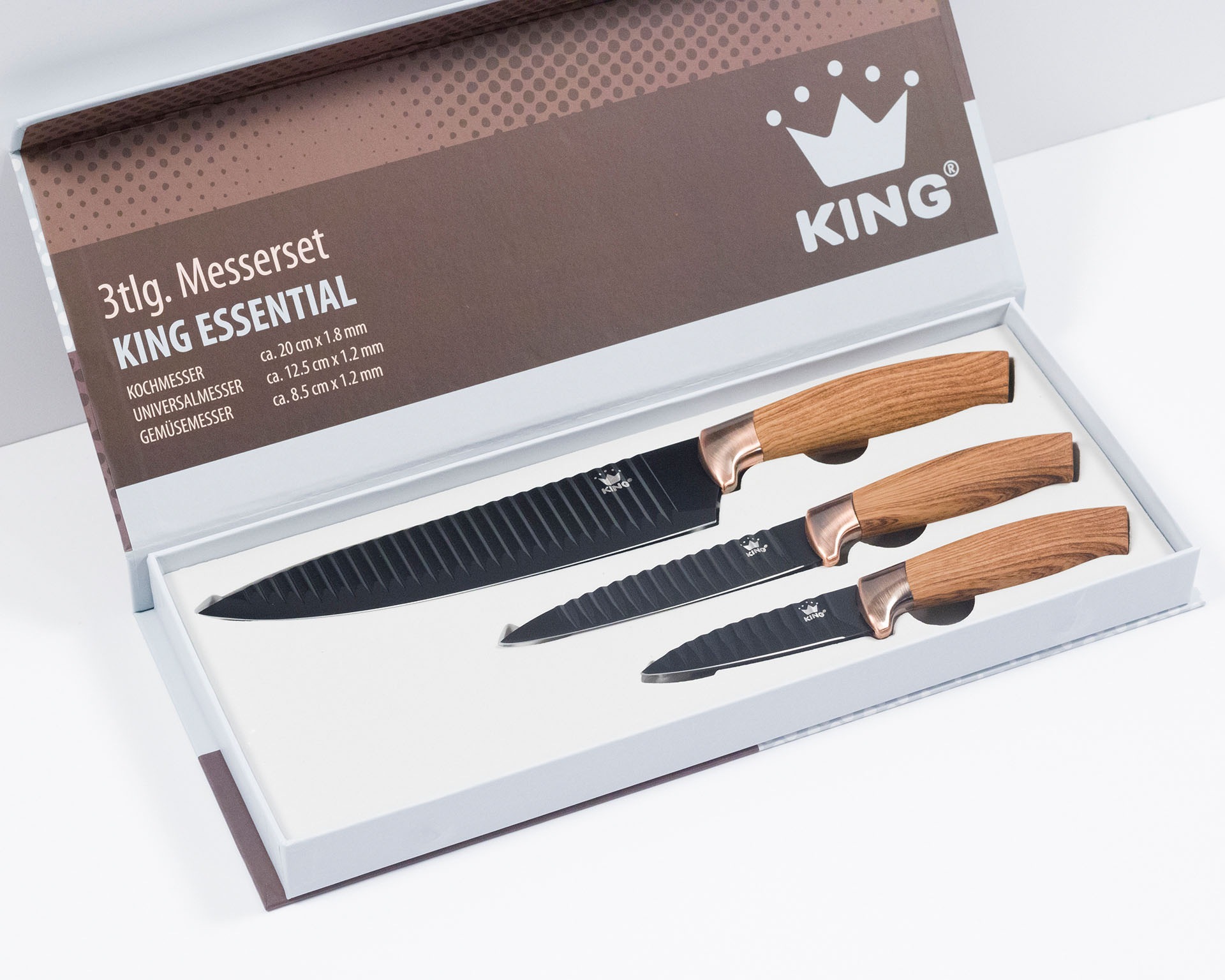 KING Messer-Set »Essential« Wellenschliff, Griffe in Holzoptik, im Geschenk günstig online kaufen