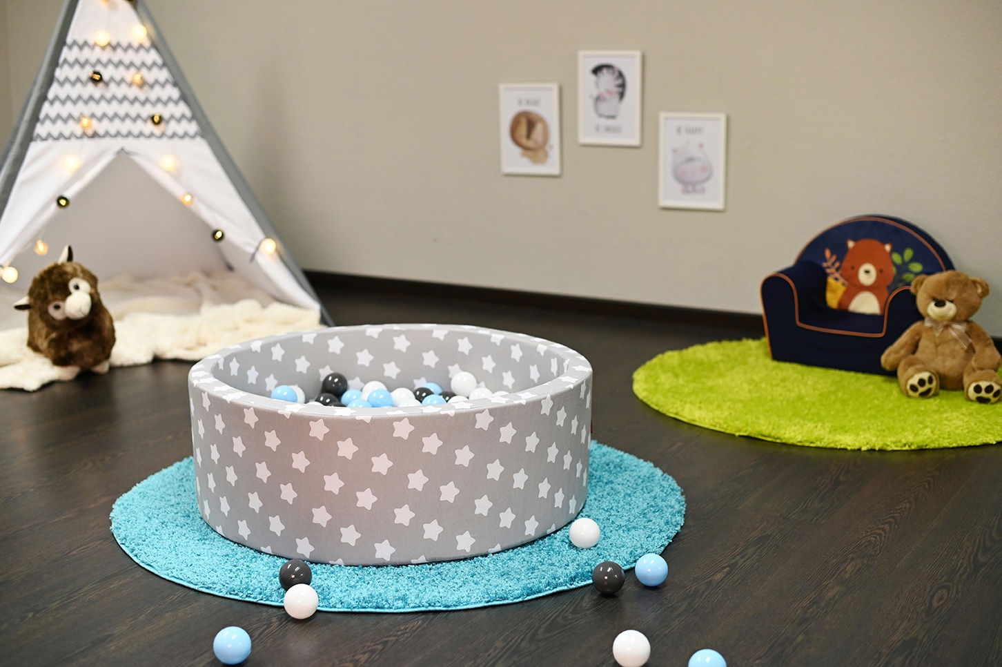 Knorrtoys® Bällebad »Soft, Grey White Stars«, mit 300 Bälle creme/Grey/lightBlue; Made in Europe