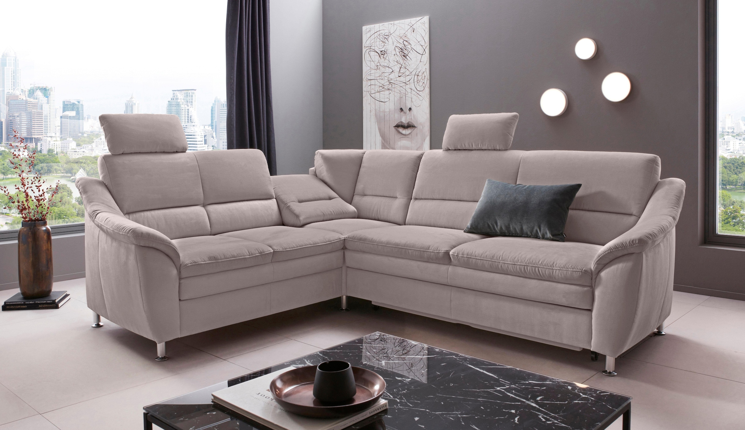 Places of Style Ecksofa »Cardoso L-Form«, Federkern, wahlweise mit Bett, Sc günstig online kaufen