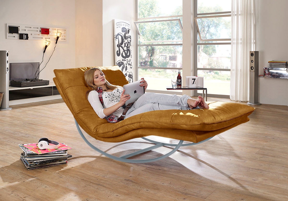 W.SCHILLIG Relaxliege »daily dreams«, in Waffelkissen-Optik, Schaukelgestell silber matt, in 2 Breiten