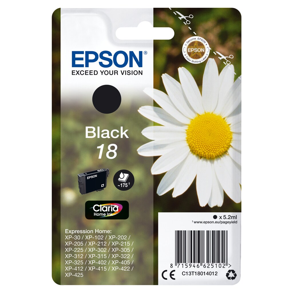 Epson Tintenpatrone »Epson Daisy Singlepack Black 18 Claria Home Ink«
