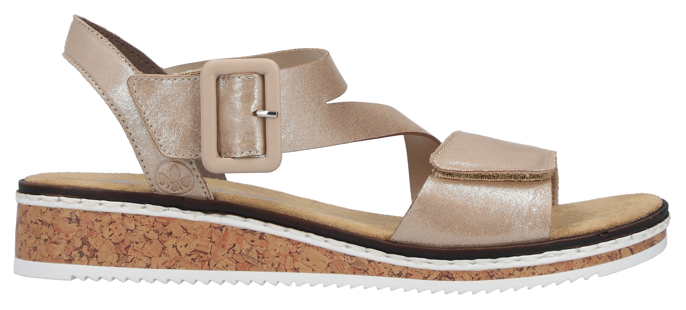 Rieker Riemchensandale  Sommerschuh, Sandalette, Keilabsatz, mit asymmetrischem Riemchen