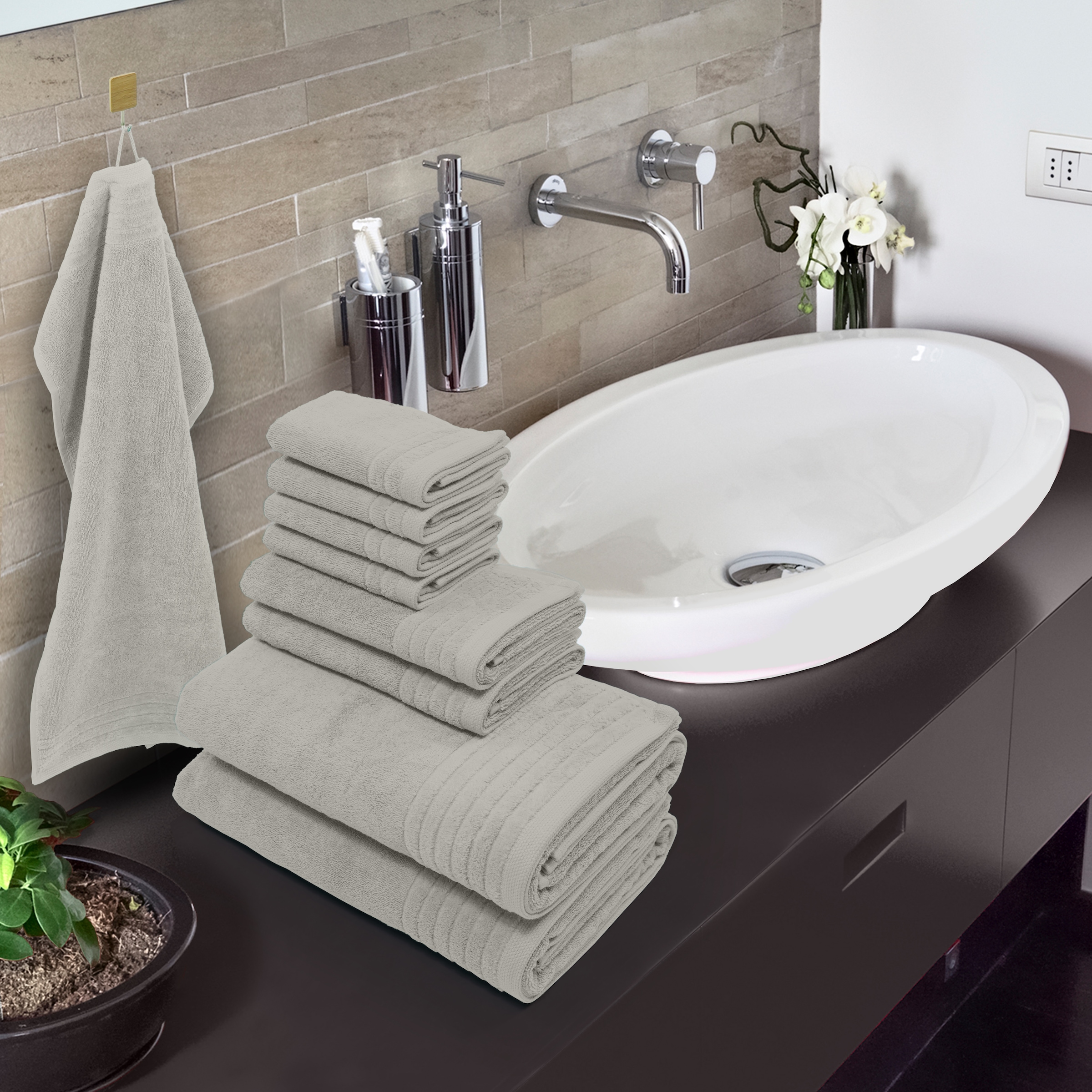 my home Handtuch Set »Sanremo premium, Premium Handtücher, 600 gr/m²«, Set, 8 tlg., Frottier, Duschtücher, Handtücher, Seiftücher, 100% Baumwolle, weich