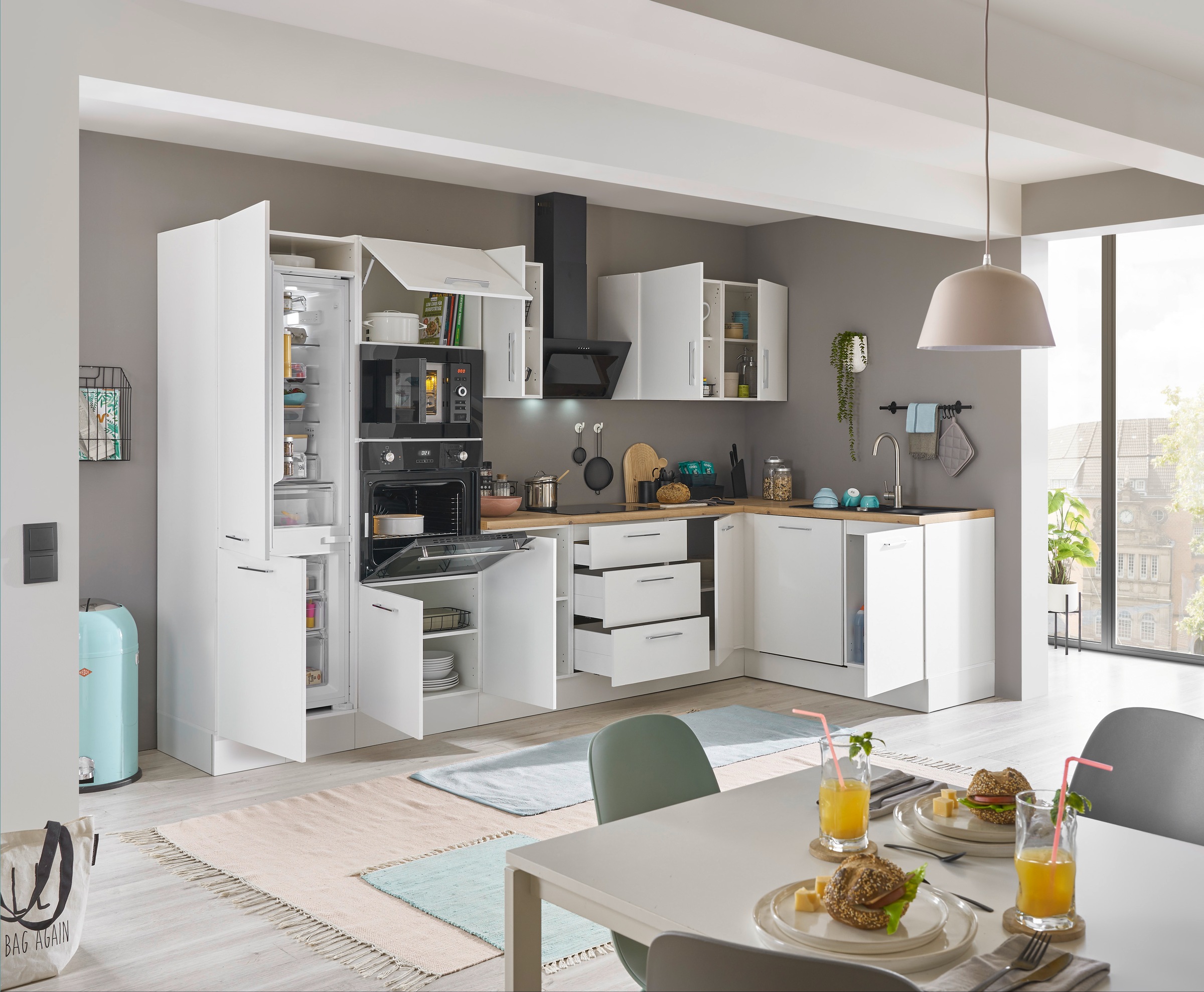 BASIC by Balculina Winkelküche »Turin«, Stellbreite 340x175 cm, wahlweise mit E-Geräten