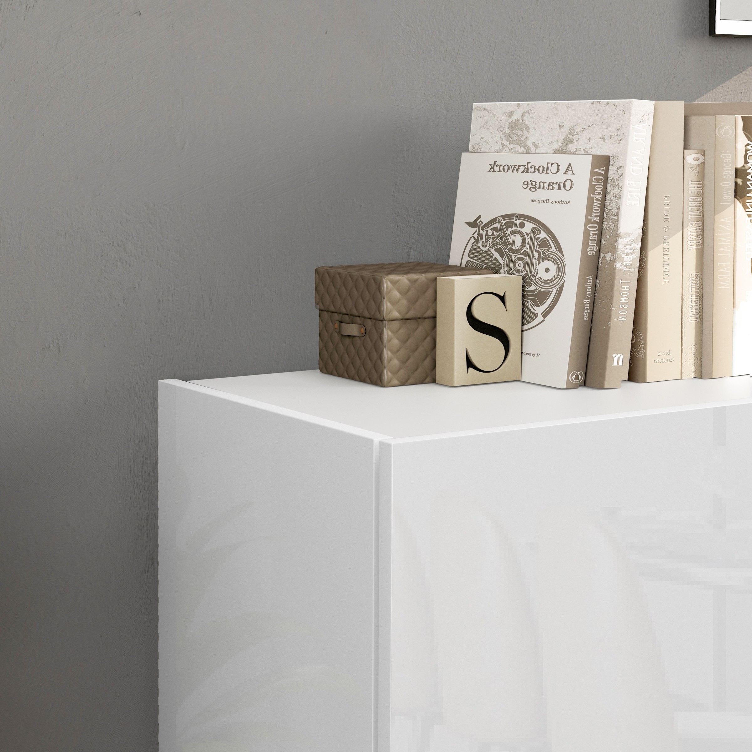 INOSIGN Highboard »VELA, Highboard, Höhe 120 cm,Design mit schrägen Türen«, (1 St.), Made in Italy, Maße-B/T/H: 100x35x120,hohes Sideboard,Anrichte,Kommode