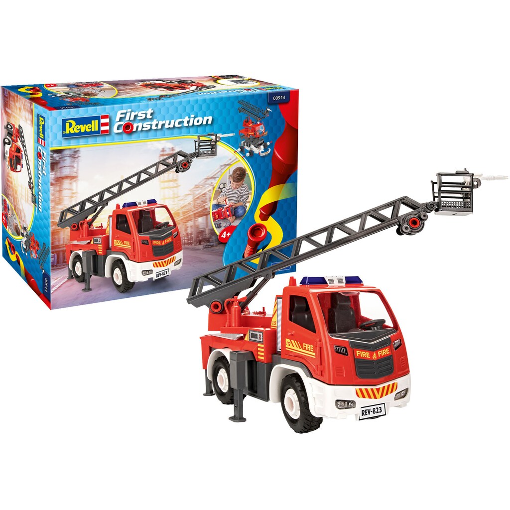 Revell® Modellbausatz »Revell First Construction, Feuerwehr-Leiterwagen«, 1:20