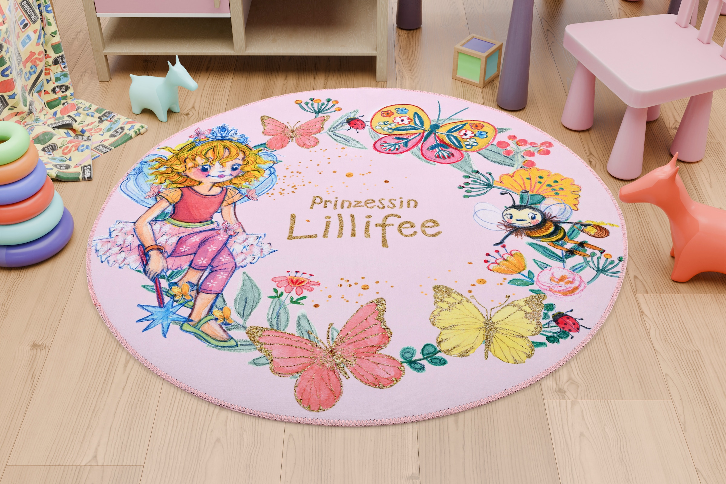 Prinzessin Lillifee Kinderteppich »Lillifee LI-132«, rund, 6 mm Höhe, bedru günstig online kaufen