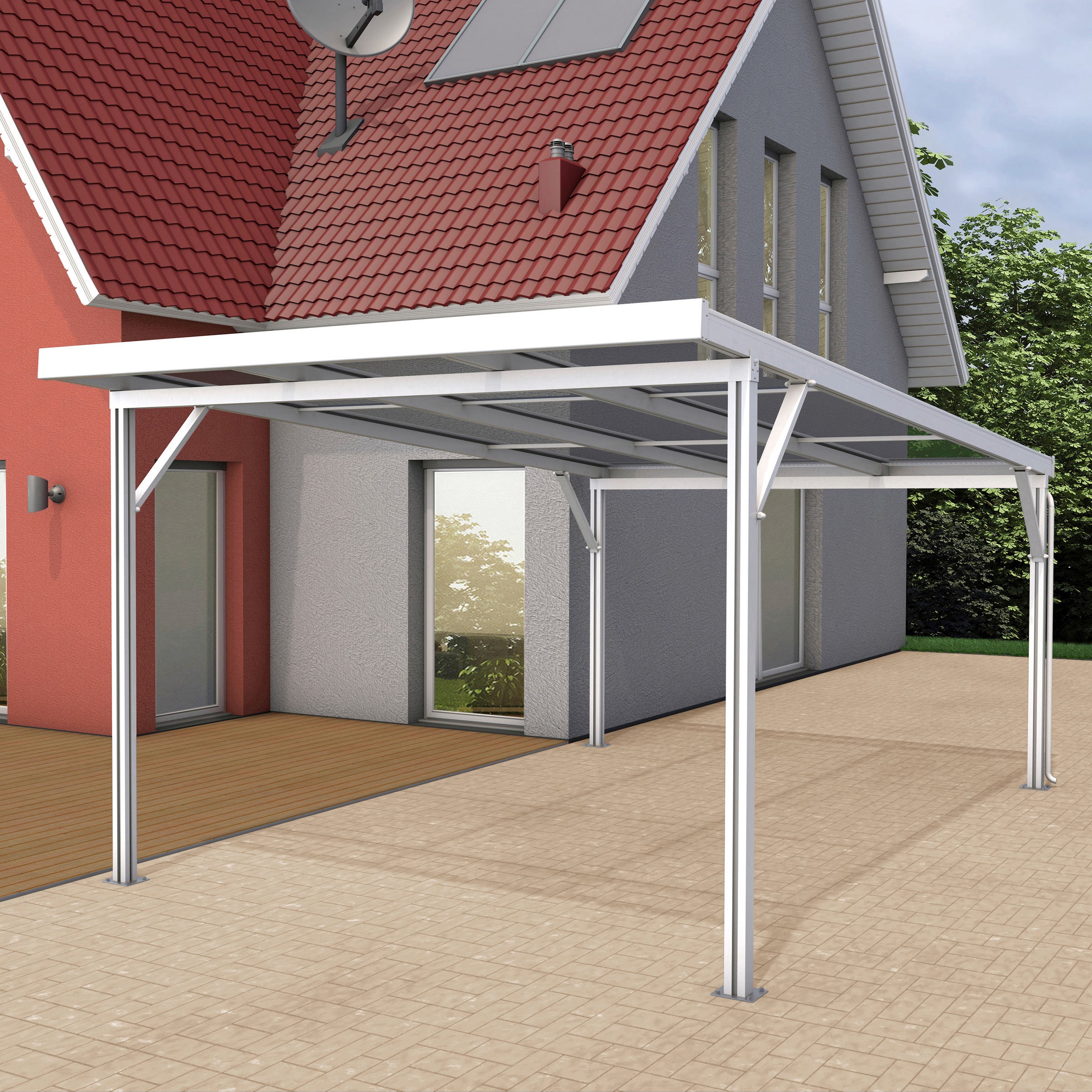 GUTTA Einzelcarport »Premium«, Aluminium, 293,4 cm, weiß, Dacheindeckung Acryl klar kaufen