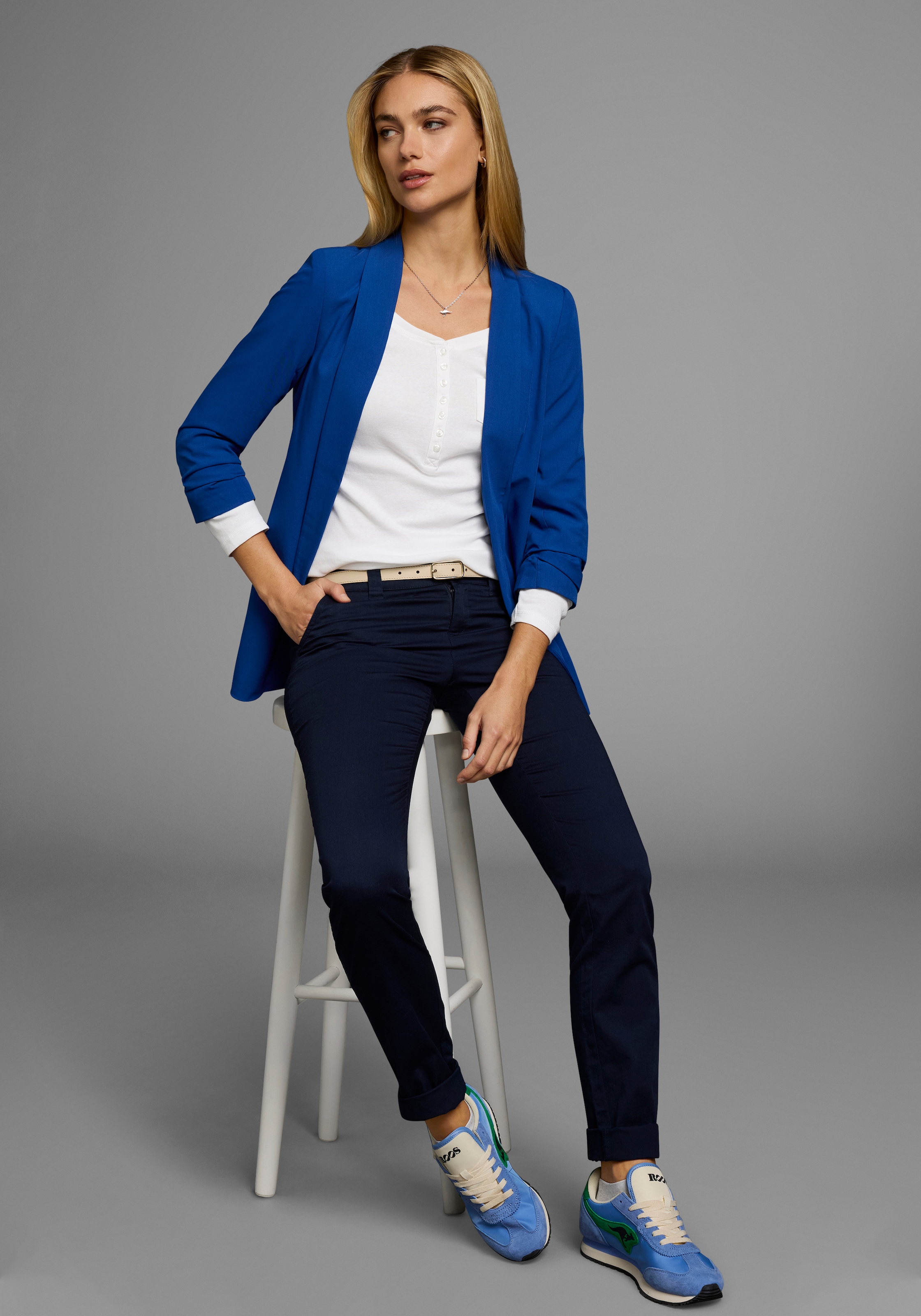 Arizona Langarmshirt sehr figurbetonter Schnitt,  unifarben,  Rundhalsausschnitt