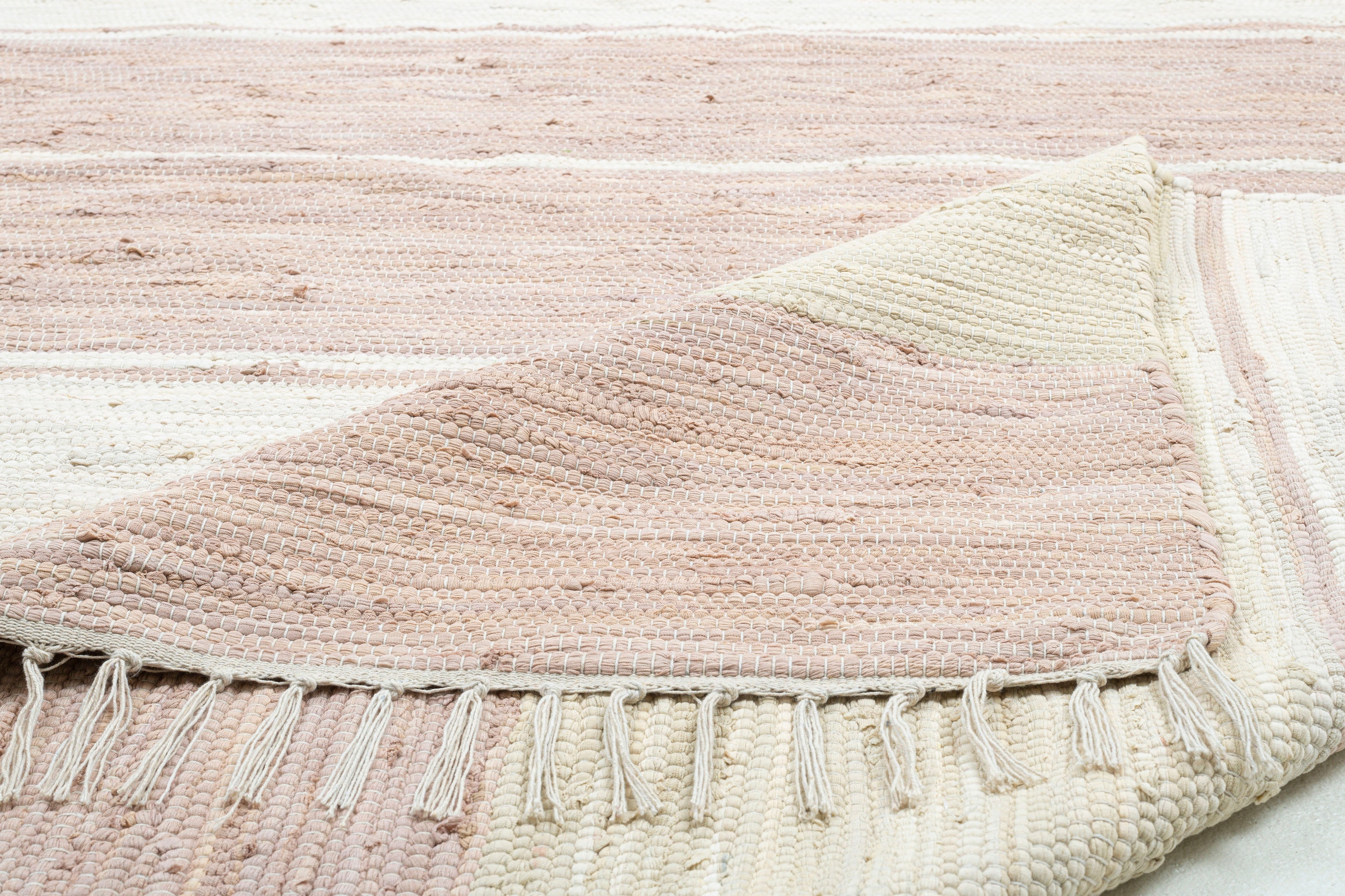 THEKO Teppich »Stripe Cotton«, rechteckig, mit handgewebt, Fransen Raten Flachgewebe, kaufen reine Baumwolle, auf gestreift