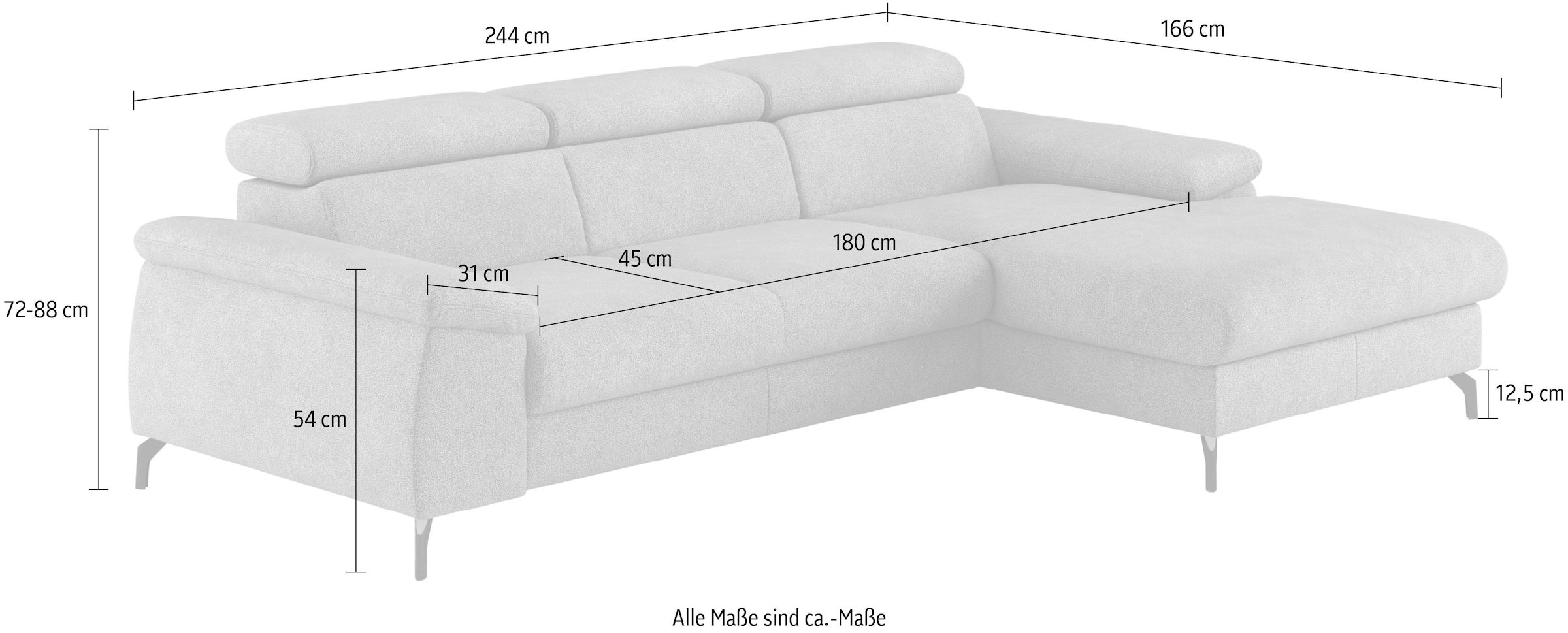 COTTA Ecksofa »Kitty L-Form«, mit Kopfteilverstellung, wahlweise mit Bettfunktion & Bettkasten