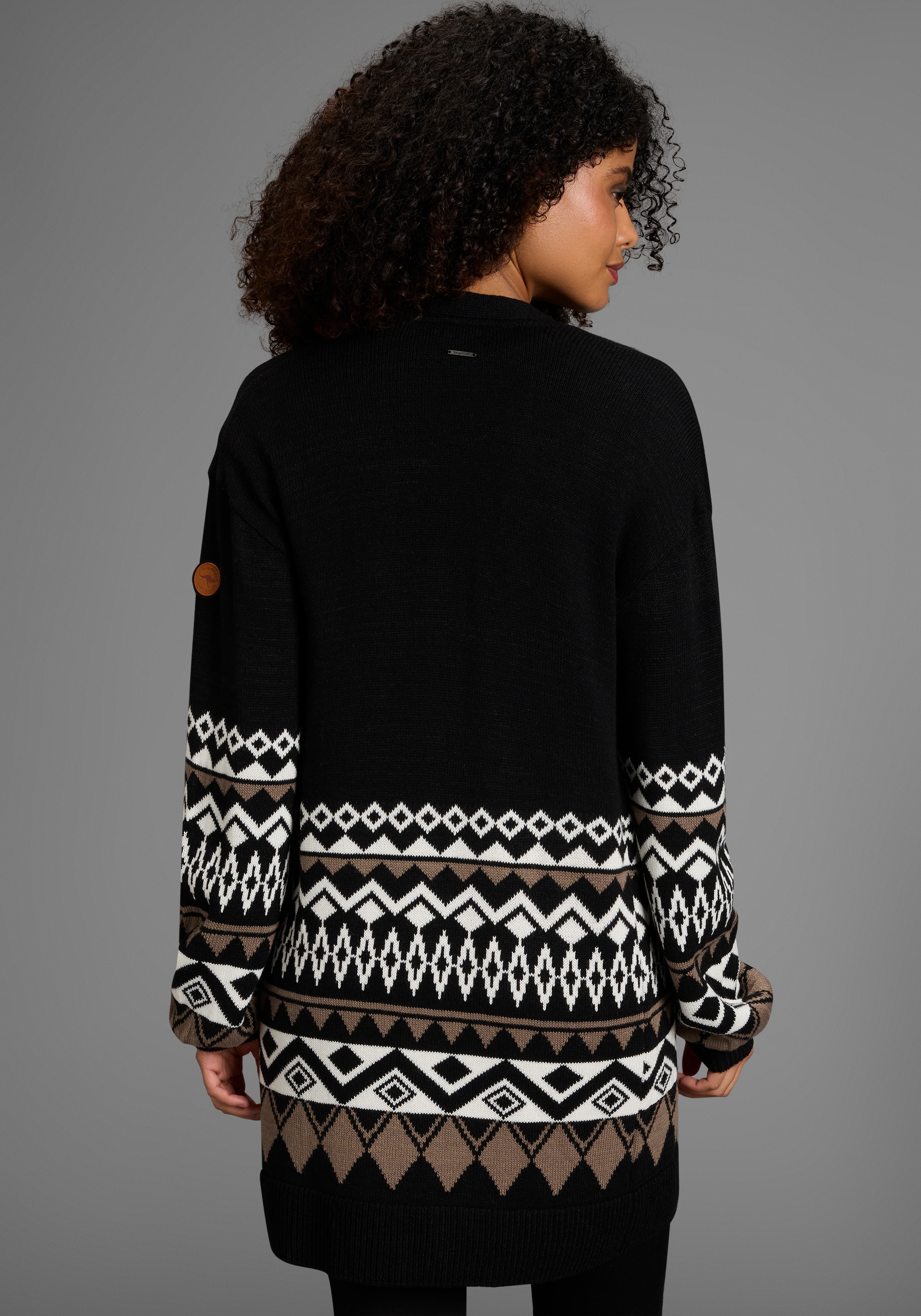 KangaROOS Longstrickjacke in offener Form im Norweger Muster