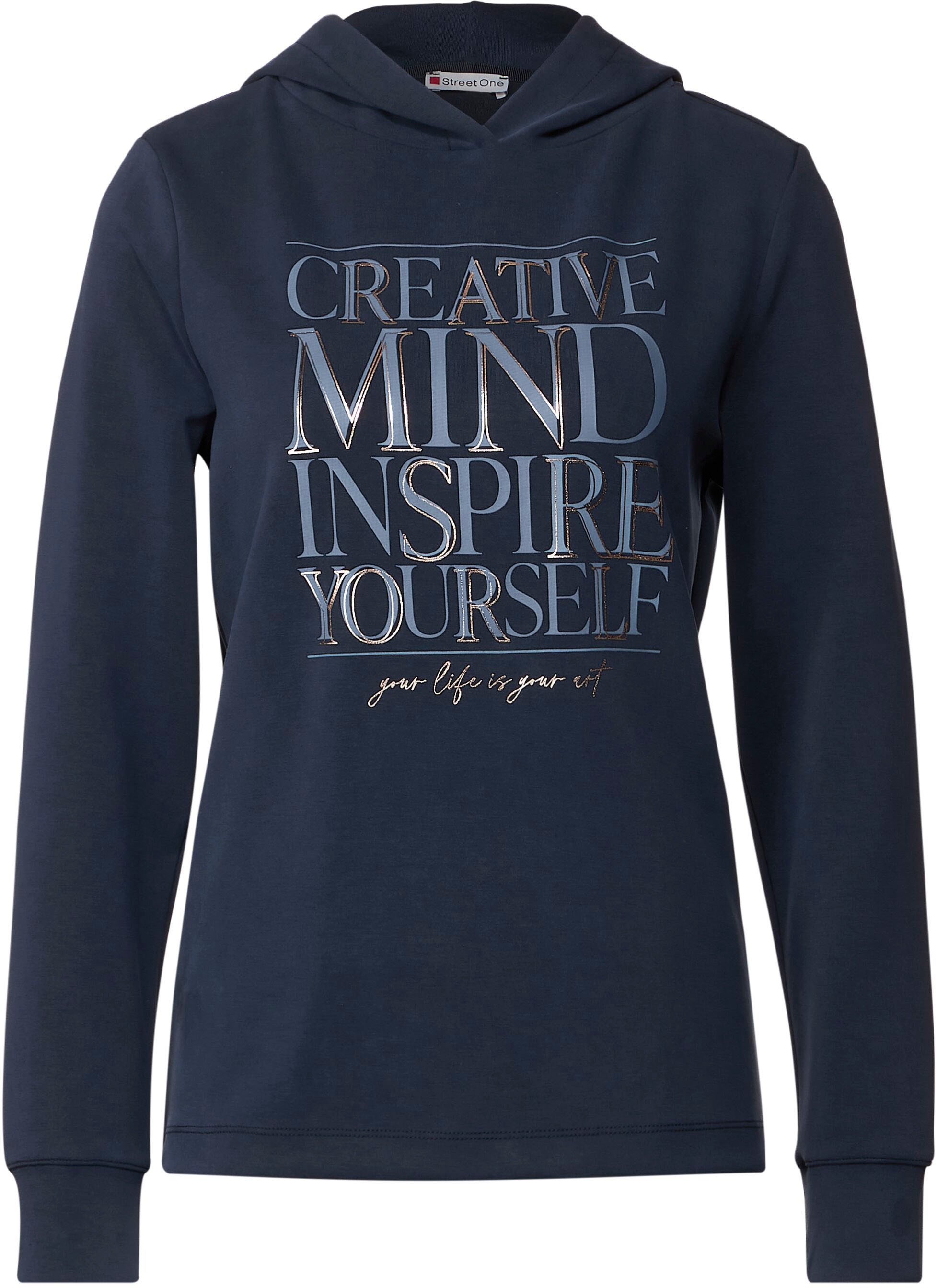 STREET ONE Kapuzenshirt, mit großem "Creative Mind" Wording-Print