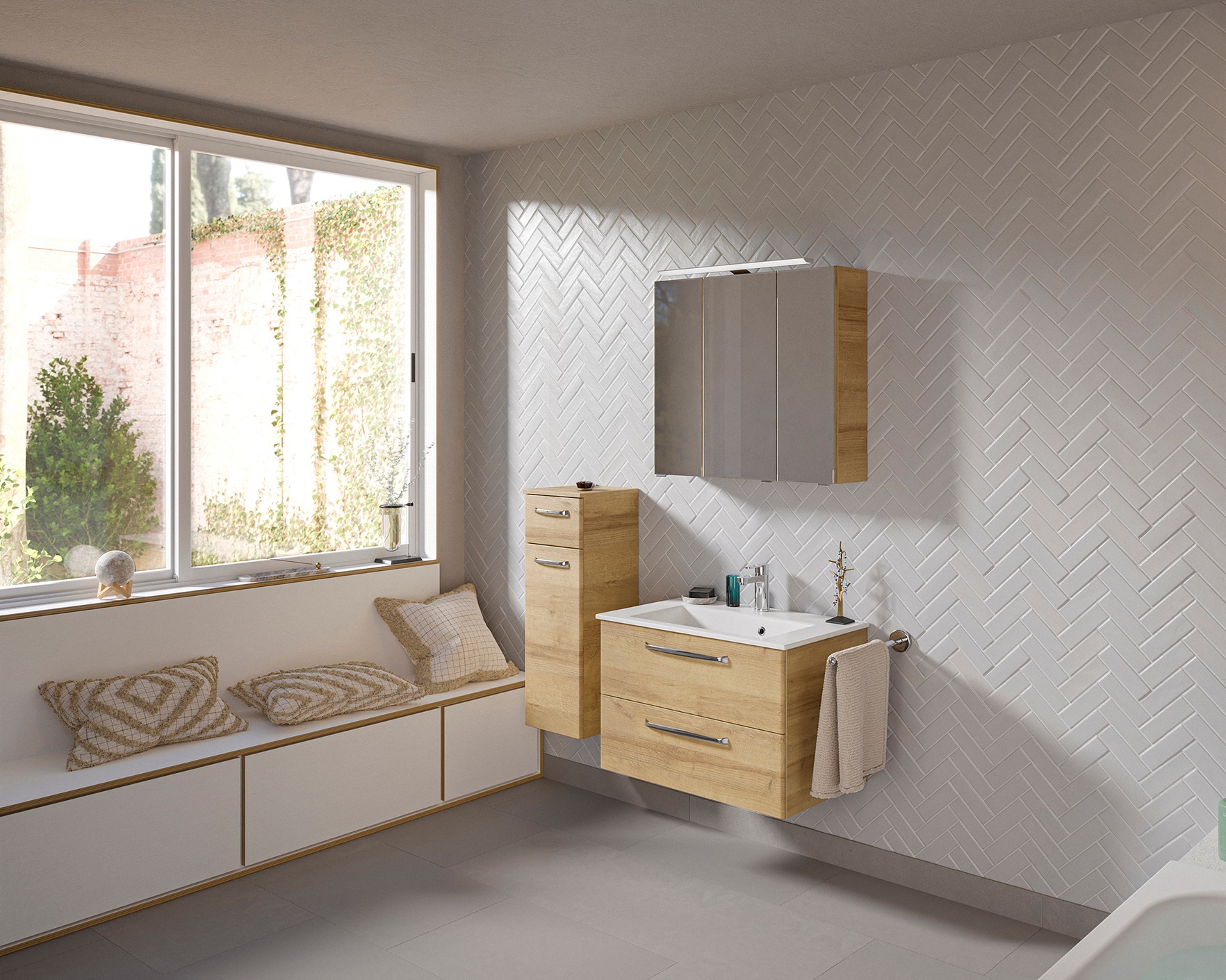 Saphir Badmöbel-Set »Badmöbel-Set Trentino 3-tlg Mineralmarmorwaschtisch LE günstig online kaufen