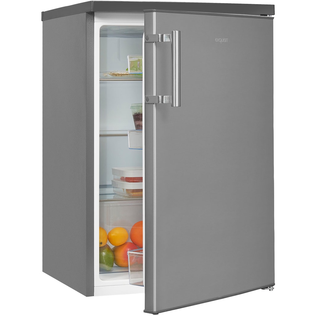 exquisit Kühlschrank »KS16-V-H-010D«, KS16-V-H-010D inoxlook, 85,5 cm hoch, 56 cm breit