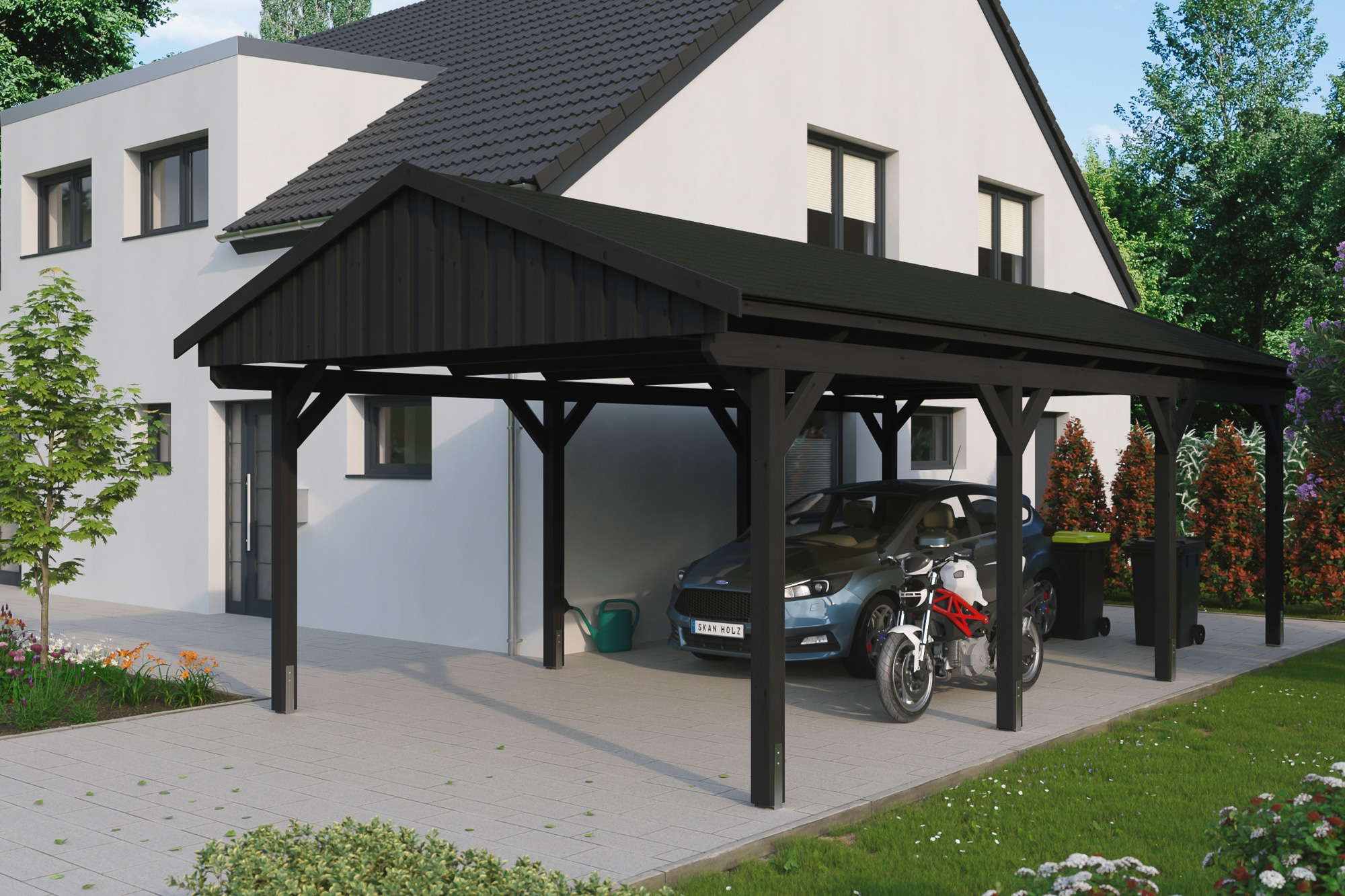 Skanholz Einzelcarport »Fichtelberg«, Holz, 379 cm, Anthrazit