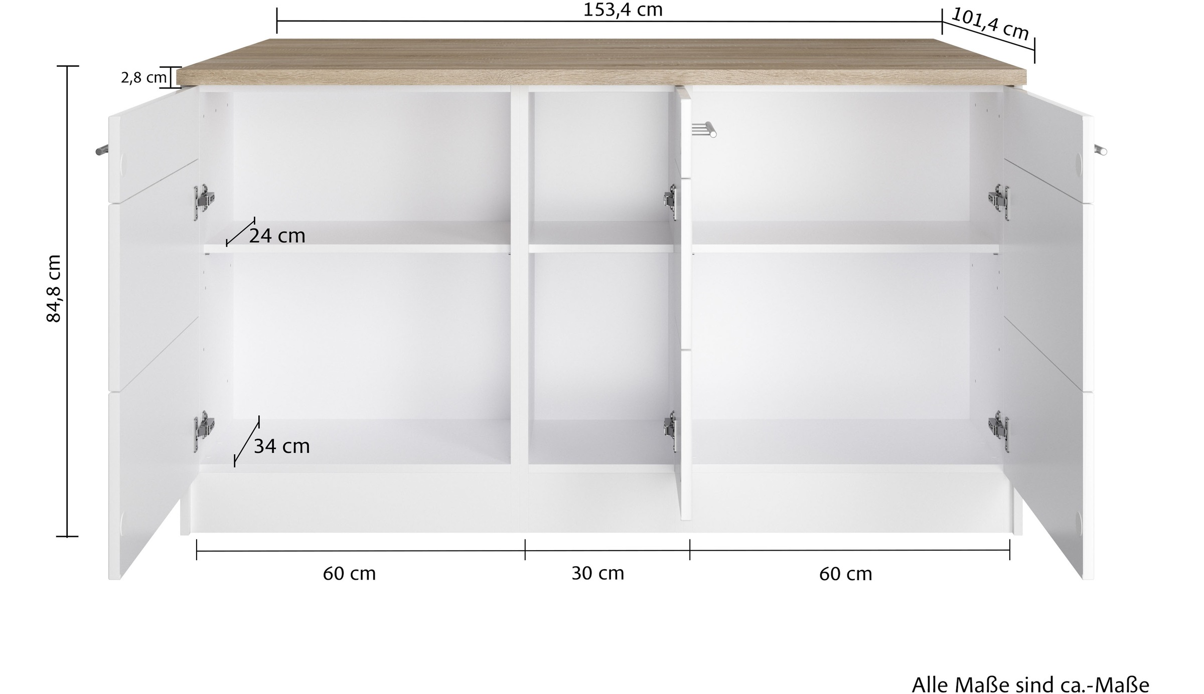 KOCHSTATION Kücheninsel »KS-Wien«, Breite 153 cm, MDF-Fronten, Flaschenregal