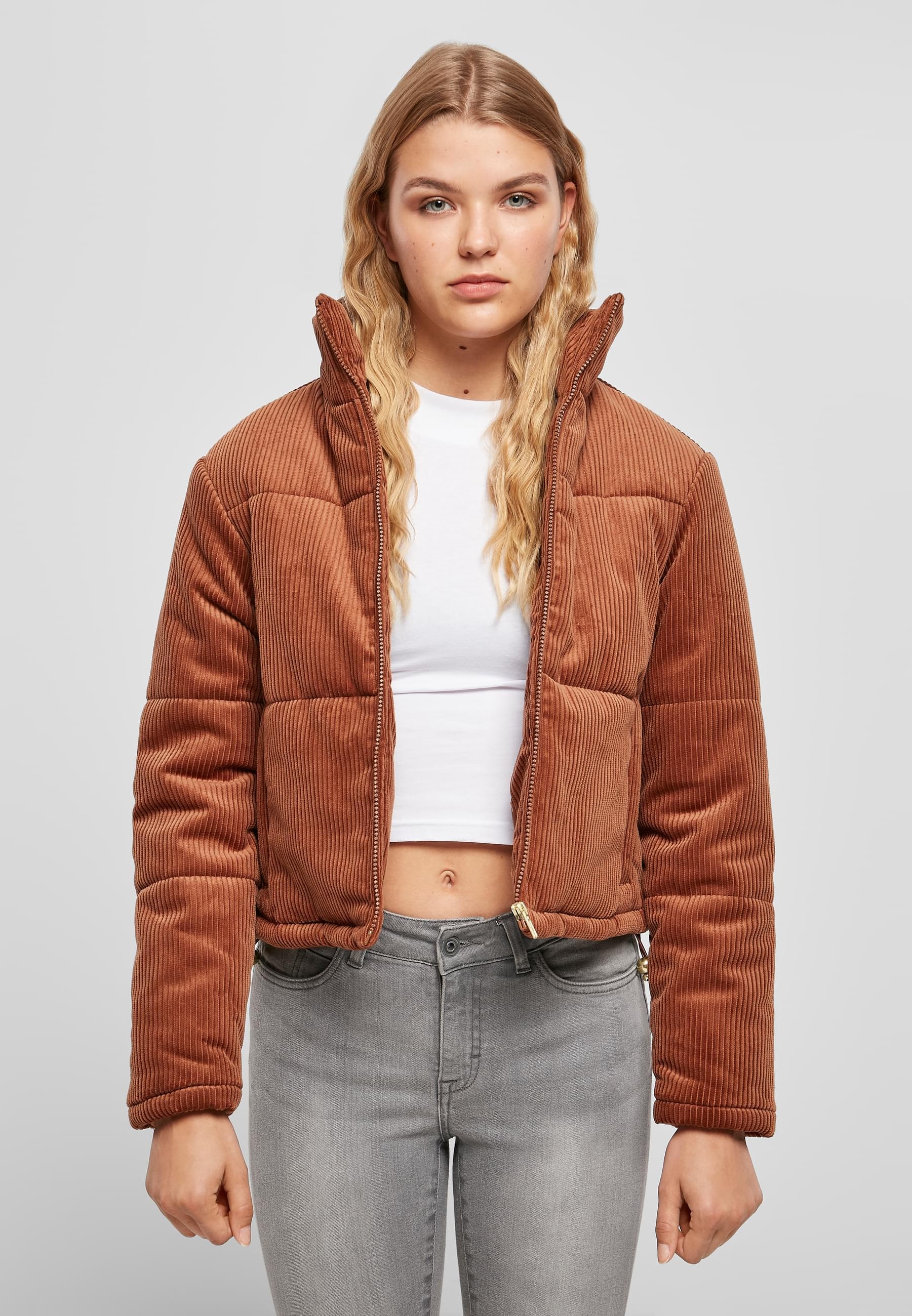 URBAN CLASSICS Winterjacke »Urban Classics Damen Ladies Corduroy Puffer Jacket« 1 Stk. tlg. ohne Kapuze