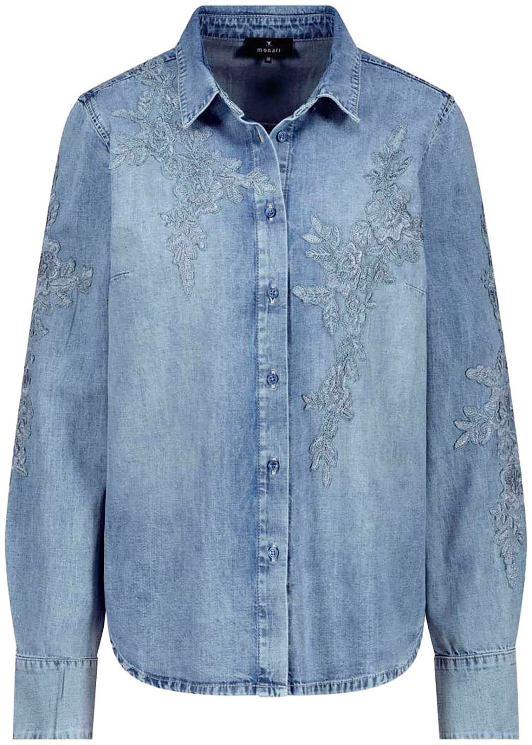 Monari Jeansbluse, mit Stickerei