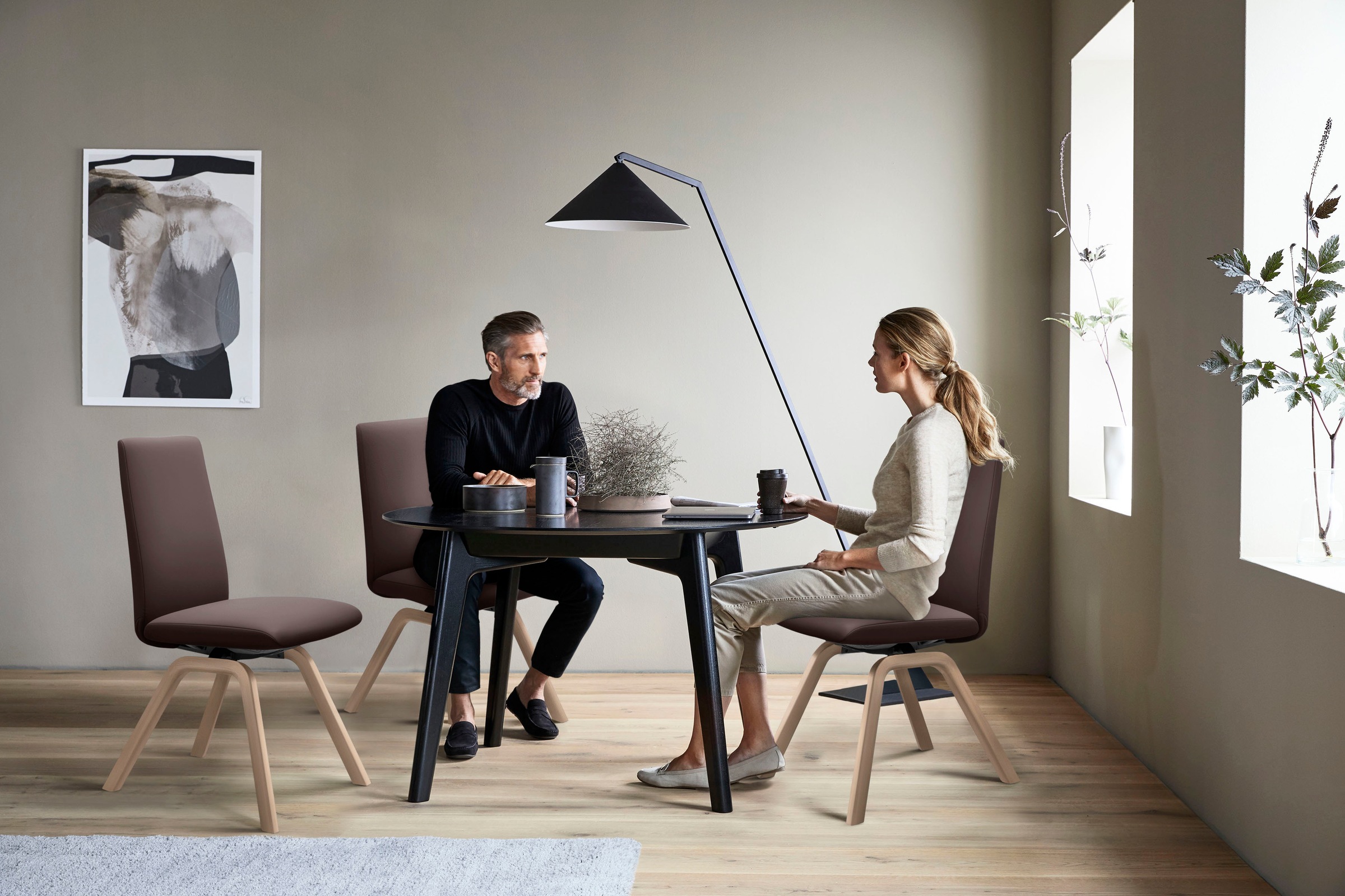Stressless® Polsterstuhl »Laurel«, Leder PALOMA, Low Back, Größe L, mit schräggestellten Beinen in Eiche natur