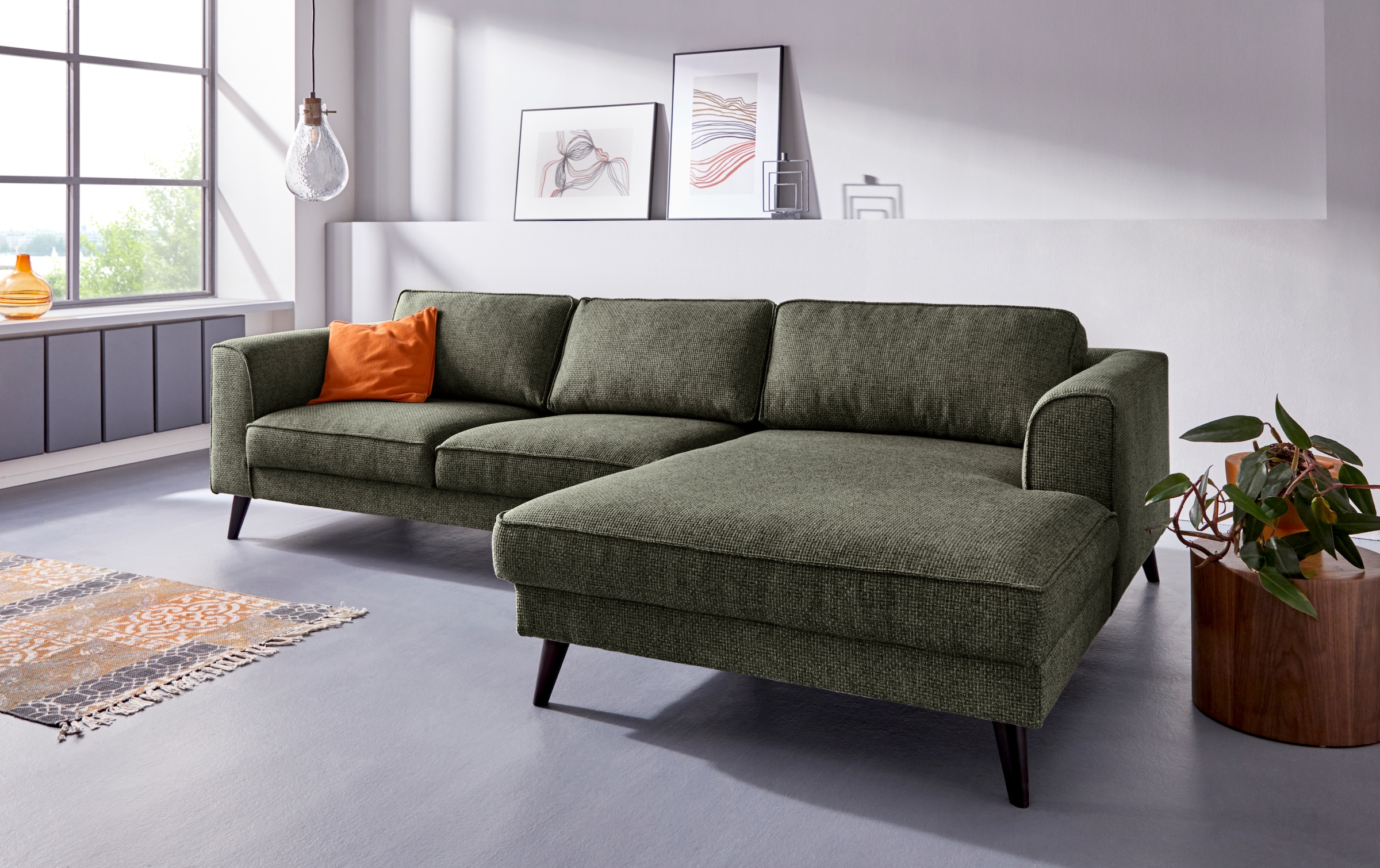 INOSIGN Ecksofa »Lumber Jack, elegant und bequem, Breite 280, hoher Fuß, L-Form«, in moderner Optik