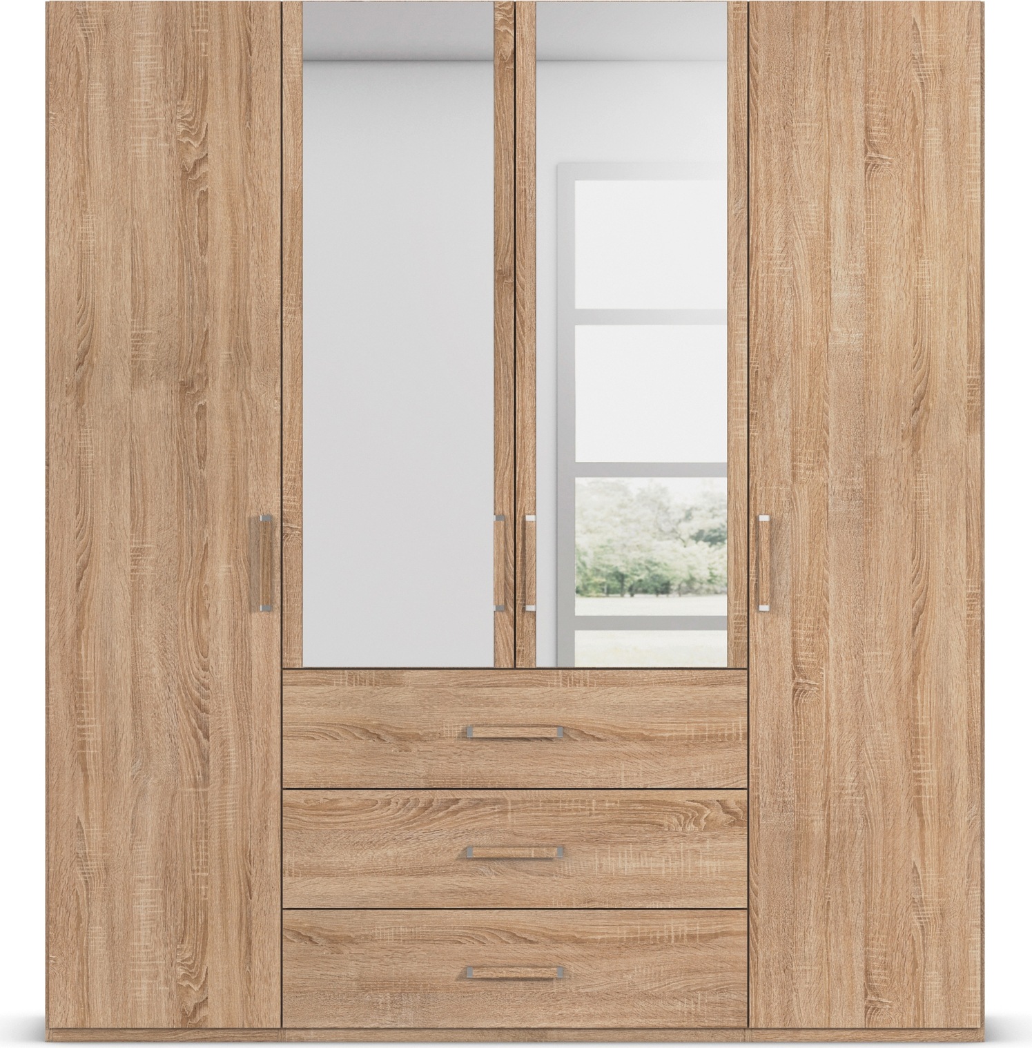 rauch Drehtürenschrank »Kleiderschrank Schrank Garderobe Schlafzimmerschrank EVELYN«, (in 2 Höhen 197 oder 210 cm erhältlich), in elegantem Stil mit Schubladen 3 Breiten und 2 Höhen MADE IN GERMANY