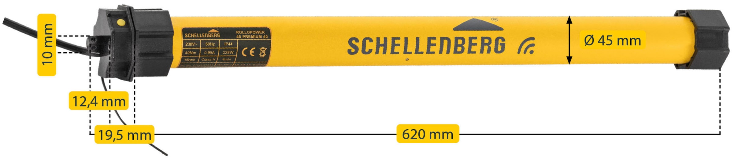 SCHELLENBERG Rollladenmotor »Premium, Rohrmotor mit Funk Endlageneinstellung«, geeignet für 60 mm Rollladenwellen, Maxi, 40 Nm, Zugkraft 60 kg