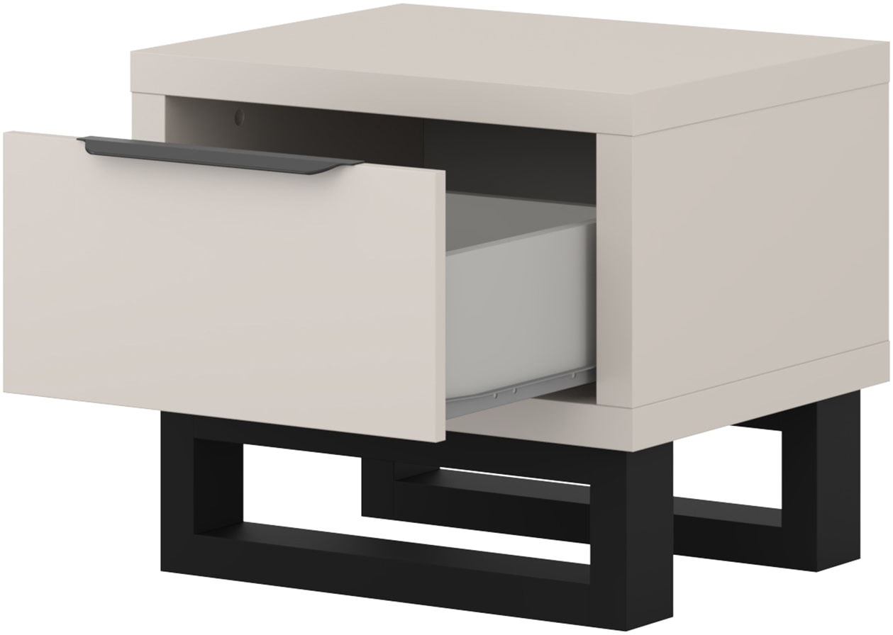Home affaire Nachtkommode »Bronne,Breite 55 cm, Nachttisch mit 1 Schublade« Moderner Nachtschrank mit Kufen in Metalloptik, Metallgriff