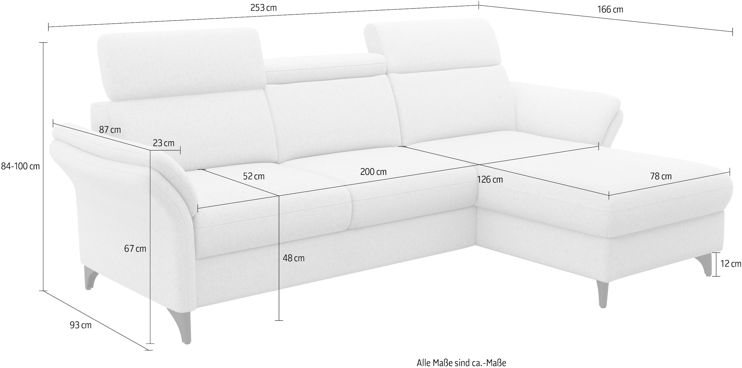 sit&more Ecksofa »Glendale, L-Form« inkl. Kopfteilverstellung, wahlweise mit Vorziehsitz und Bettkasten
