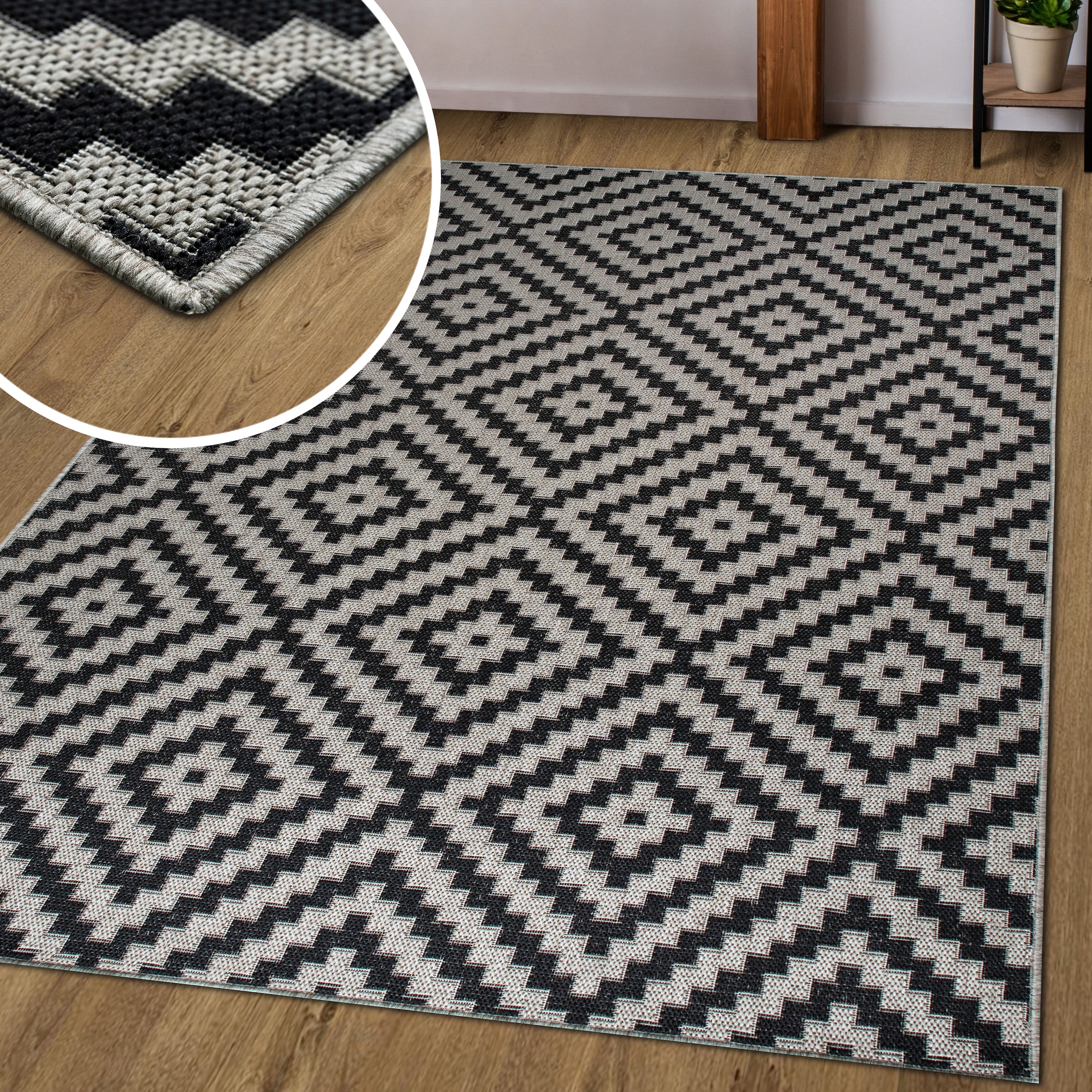 my home Teppich »Cordoba auch als Läufer erhältlich«, rechteckig, 3 mm Höhe, In- und Outdoor geeignet, Sisal-Optik, Wetterfest & UV-beständig, Boho