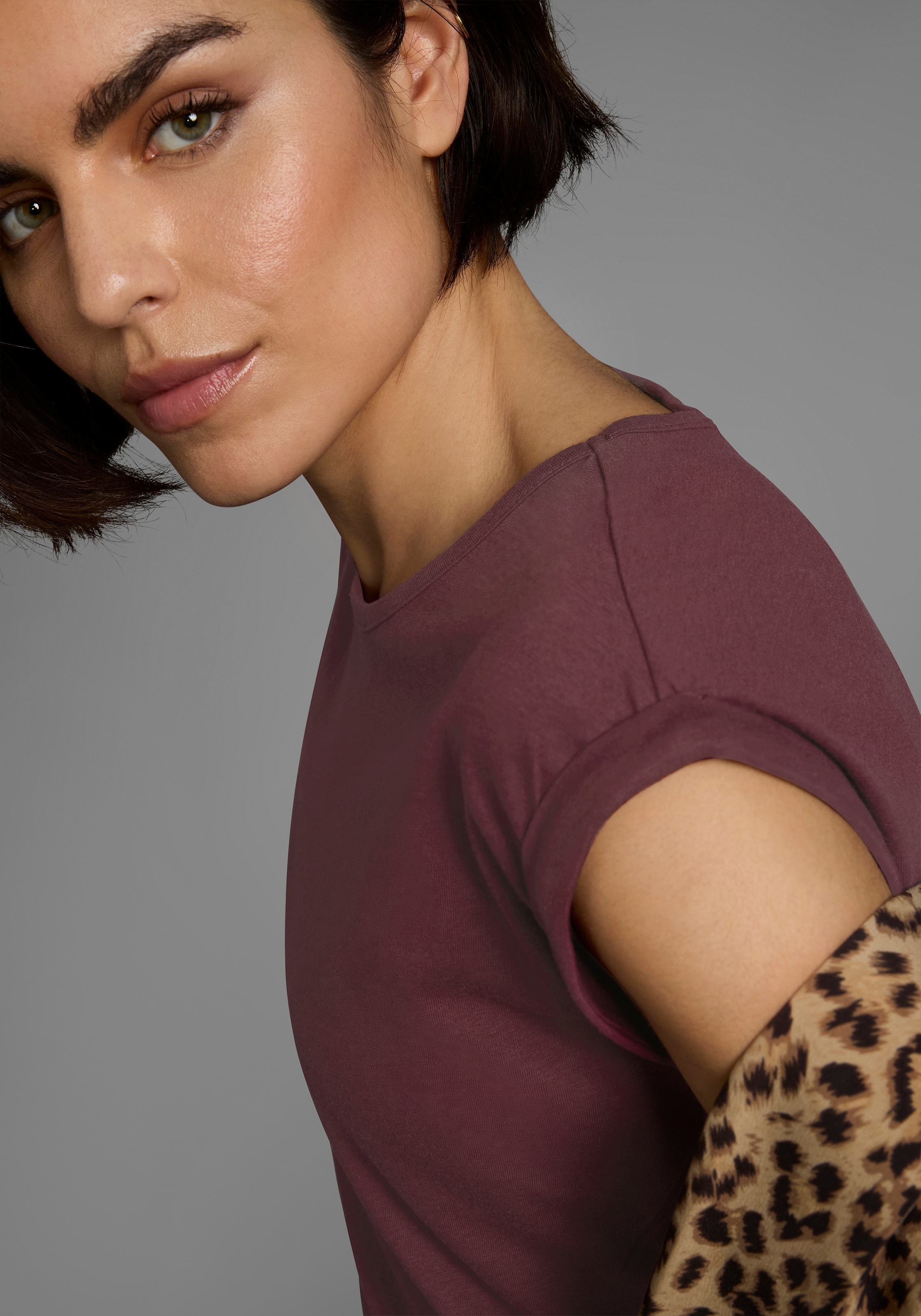 Boysen's T-Shirt Kurzarm,  unifarben,  Rundhals,  für Freizeit und Alltag