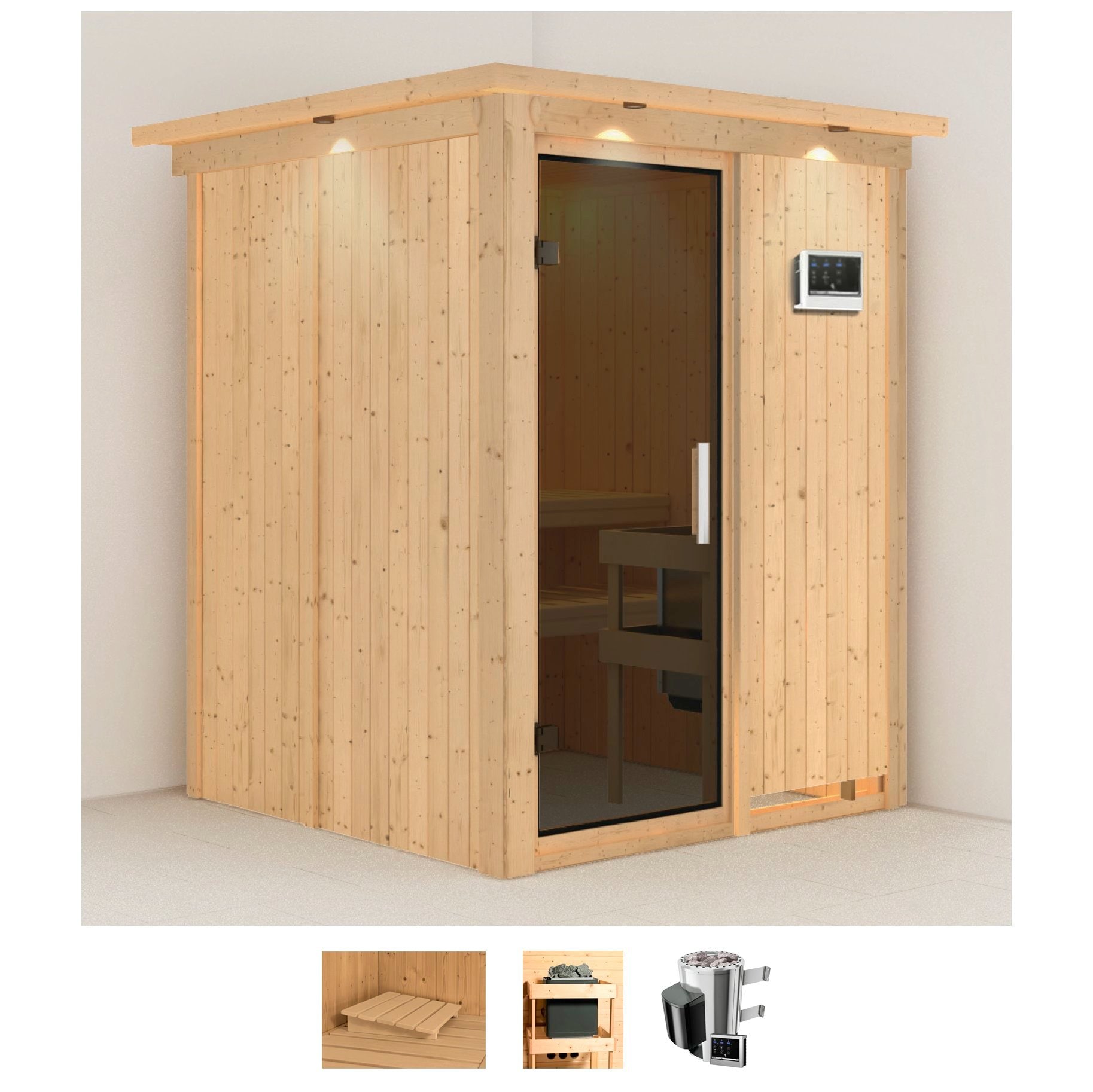 Karibu Sauna »Milaja«, 3,6-kW-Plug & Play Ofen mit externer Steuerung günstig online kaufen