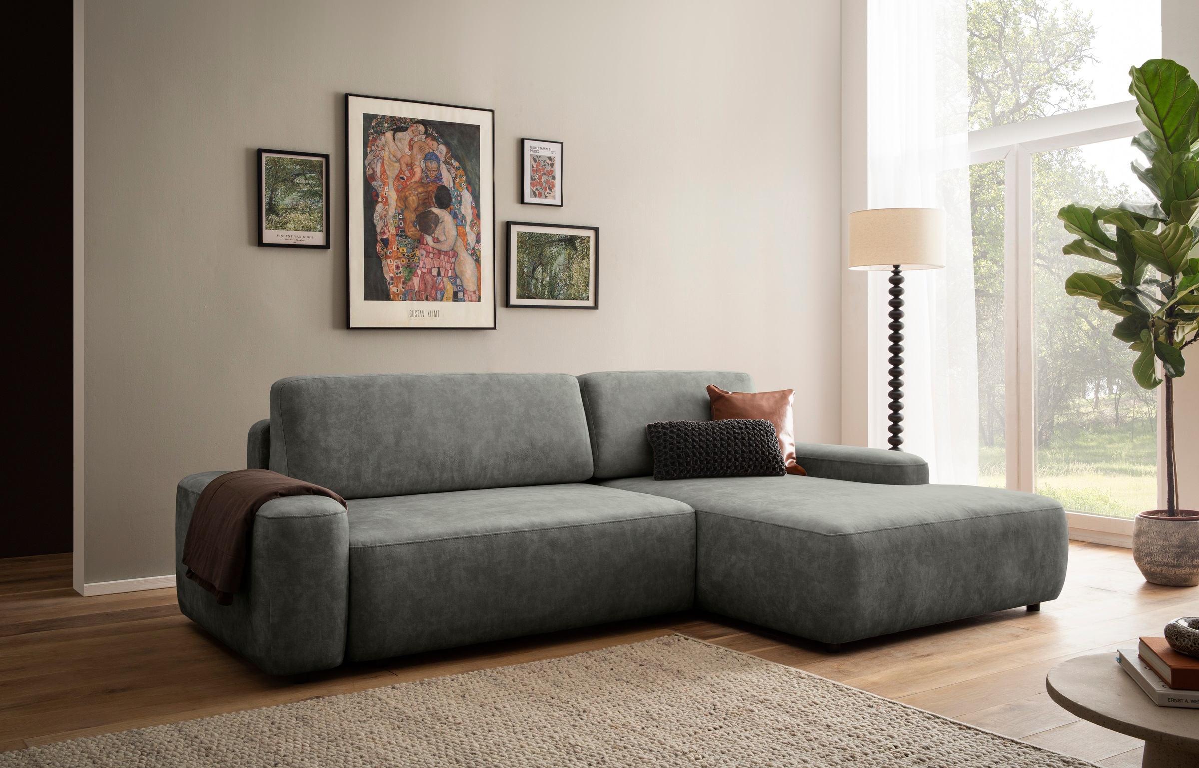 Home affaire Ecksofa »TORGE (264cm), Schlafsofa in Cord, Samtvelours o Stru günstig online kaufen