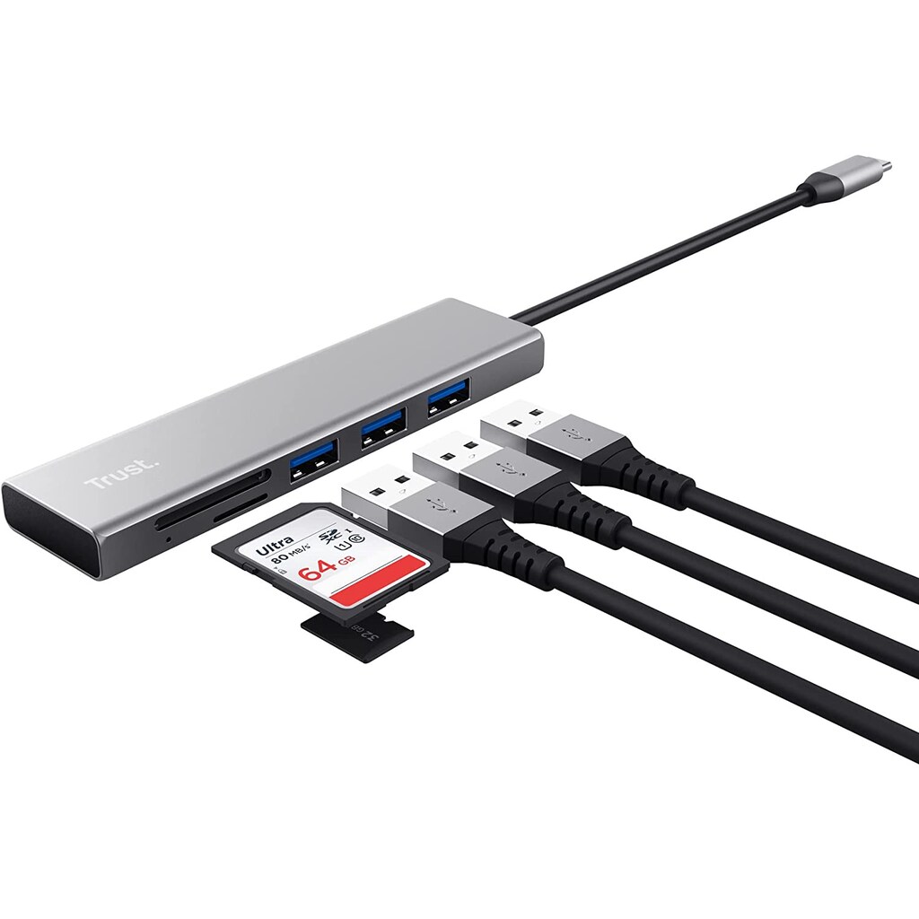 Trust Adapter »HALYX FAST USB-C HUB & CARD READER«, 15 cm