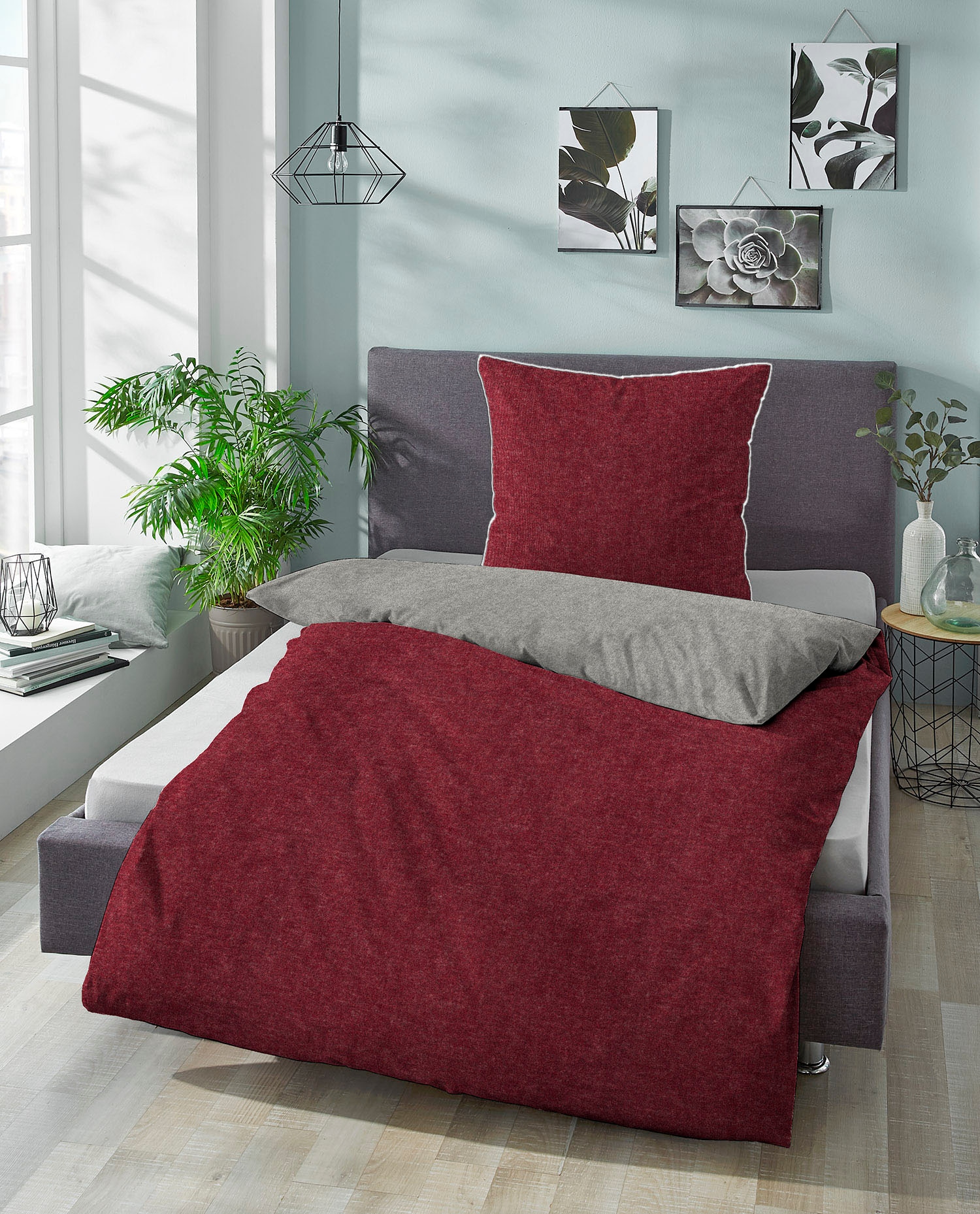 Biberna Wendebettwäsche »Hermal«, aus weicher, wohlig warmer Flanell (Biber) Qualität in Melange Optik, aus 100% Baumwolle, STANDARD 100 by OEKO-TEX® zertifiziert, Made in Germany