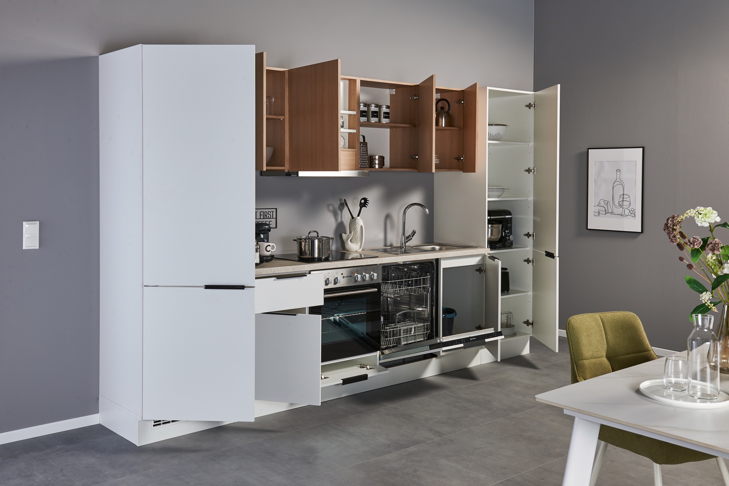 BASIC by Balculina Küchenzeile »Makrona B/H/T 340x215x60 cm« Breite 340 cm, wahlweise mit E-Geräten und Induktion