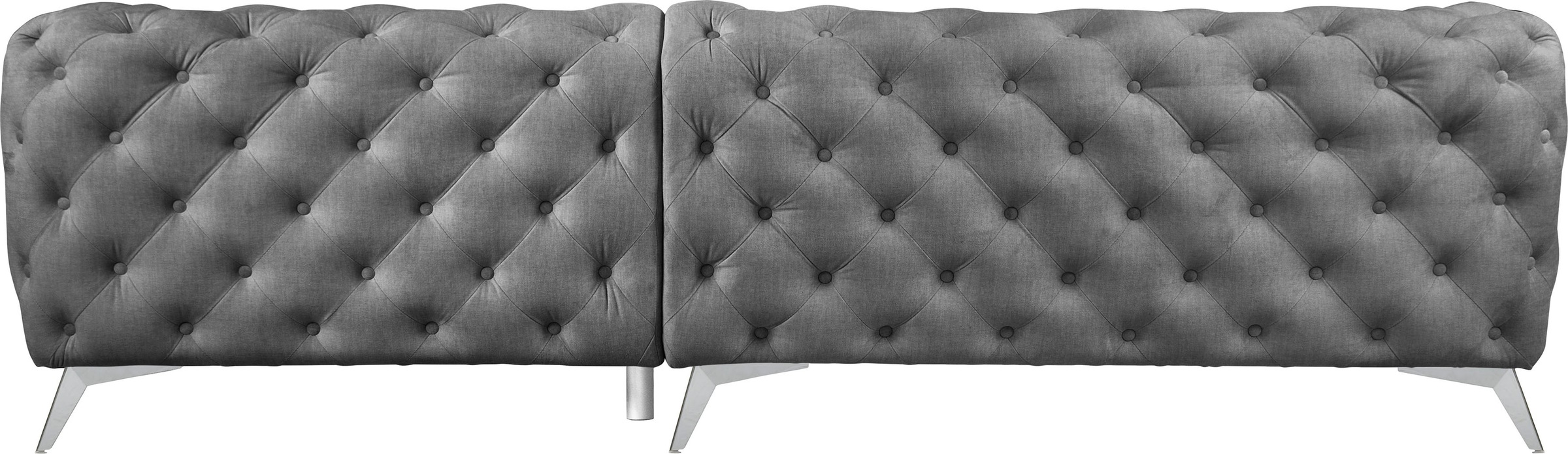 Leonique Chesterfield-Sofa »Ecksofa GLYNIS L-Form mit Wellenunterfederung, Maße B/T/H 264/264/75cm«, aufwändige Knopfheftung, moderne Chesterfield Optik, Fußfarbe wählbar